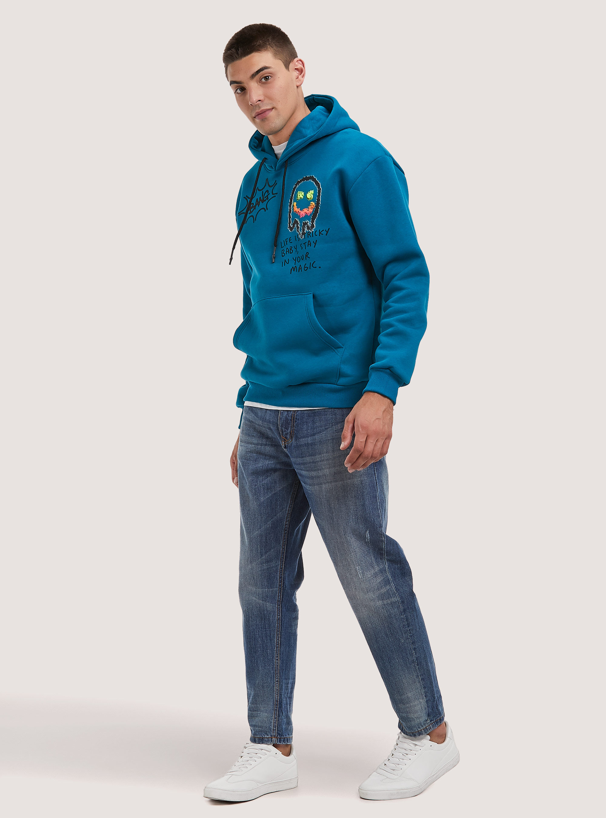 Sudadera con estampado Smile Collection, OB1 BLUE OIL DARK