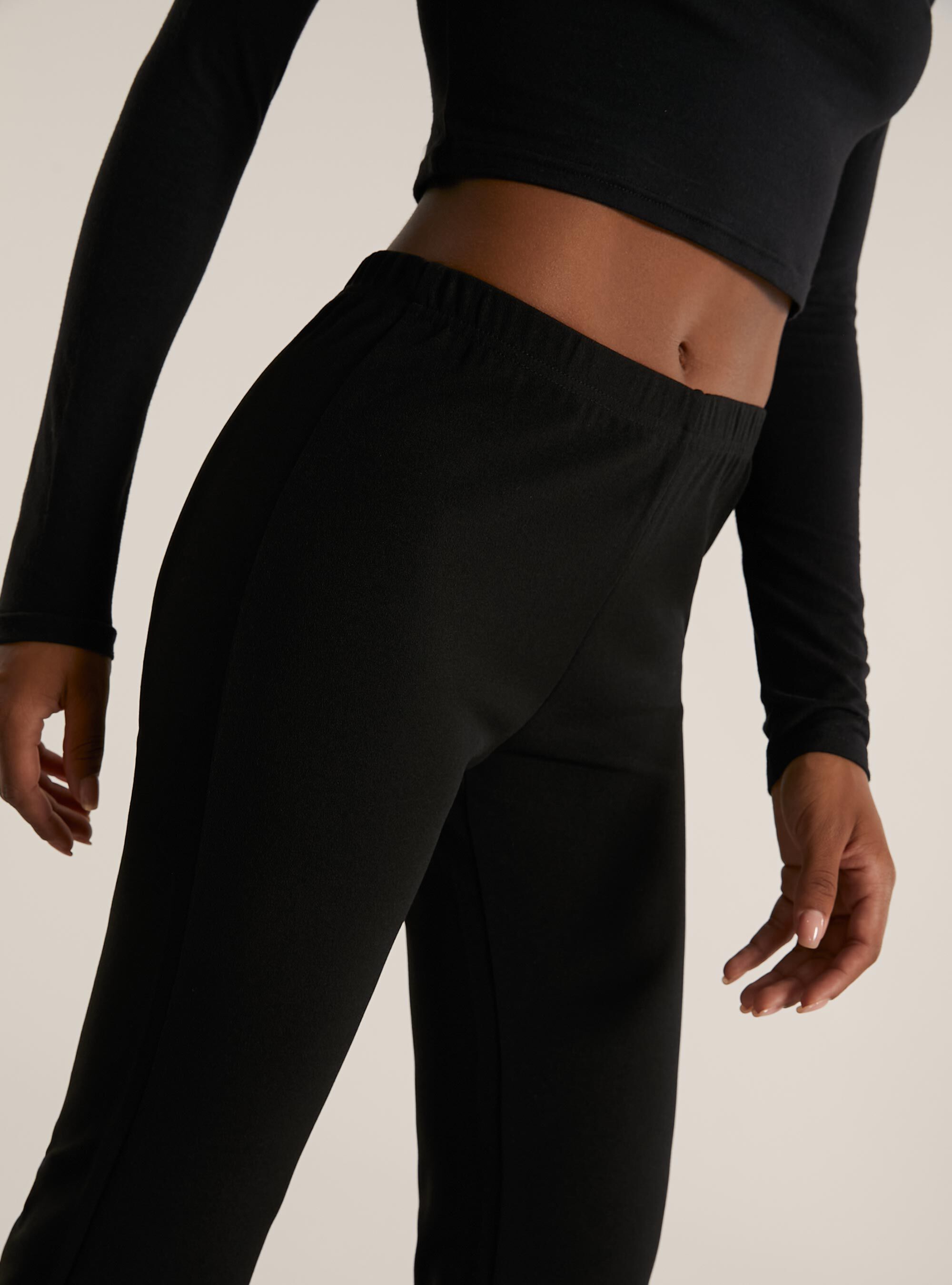 Pantalon &eacute;vas&eacute; avec ceinture &eacute;lastique, BK1 BLACK
