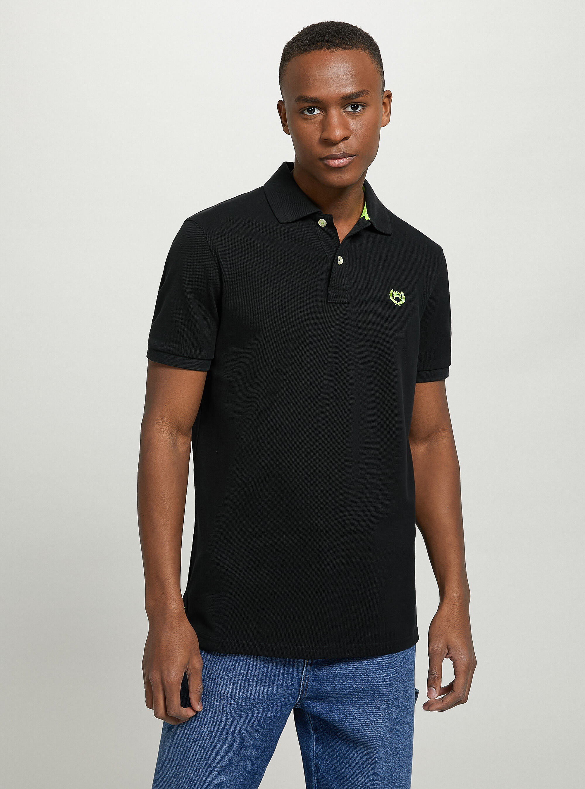 Black polo sale shirt embroidery