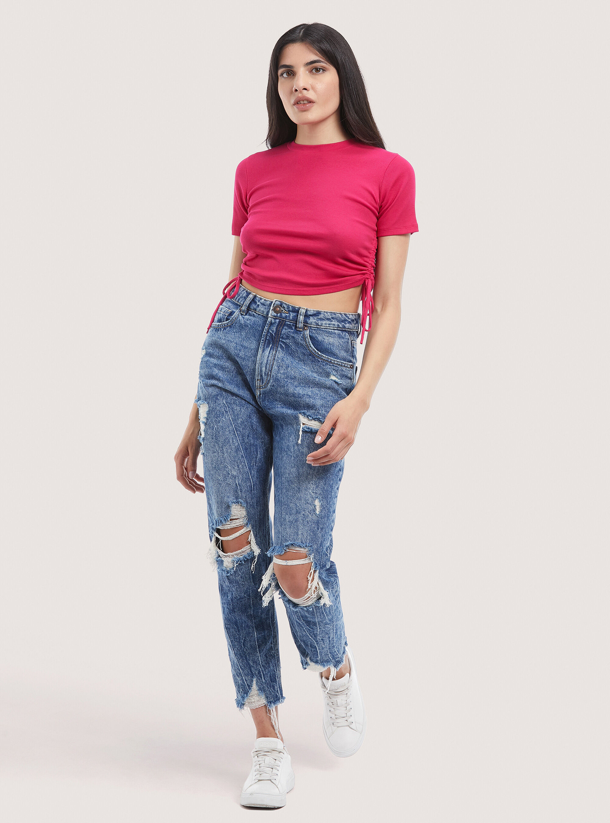 T-shirt avec cordon de serrage ajustable, C4435 FUXIA