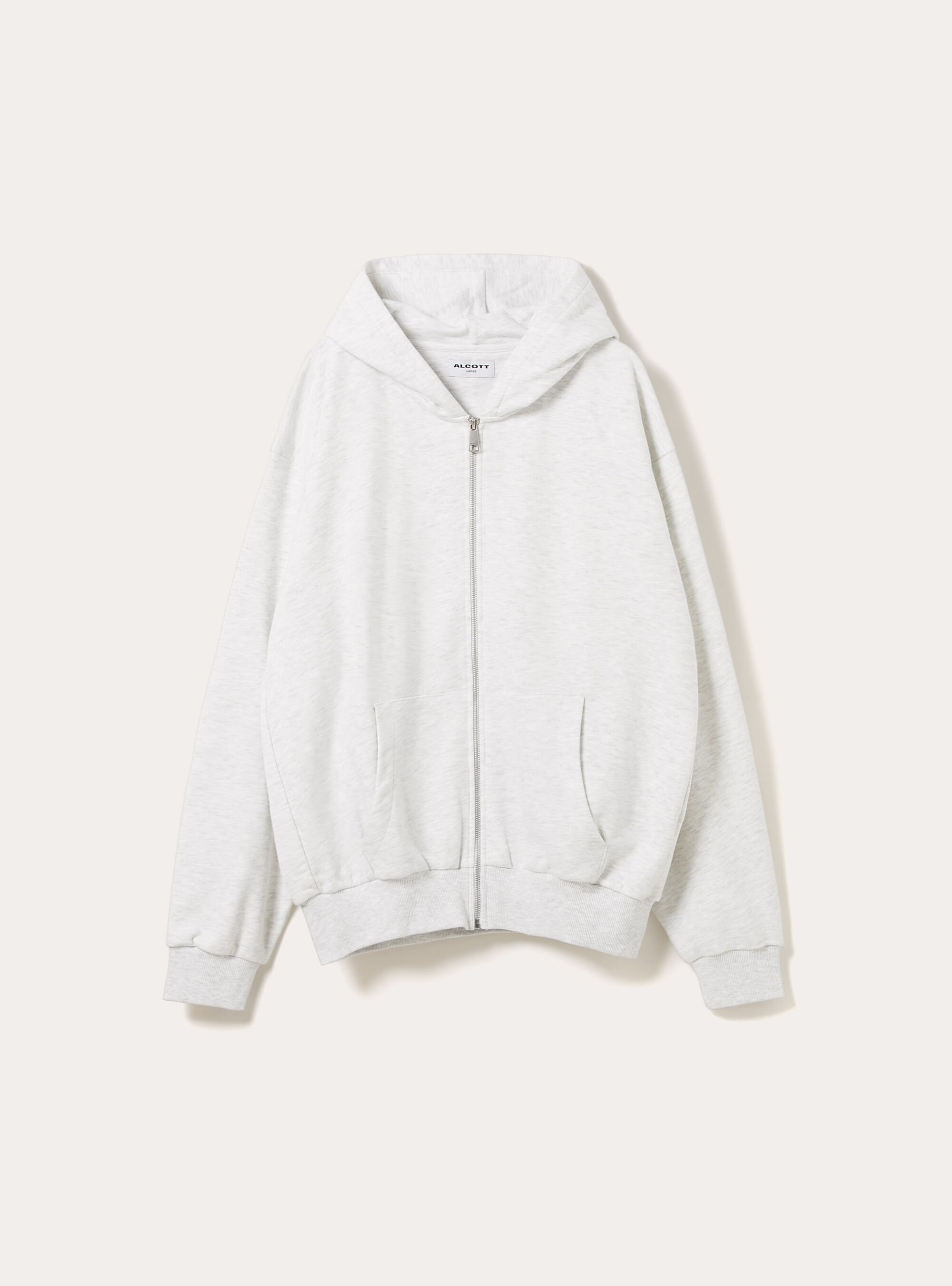 Boxy fit zip-up hoodie, MGY3 GREY MEL LIGHT