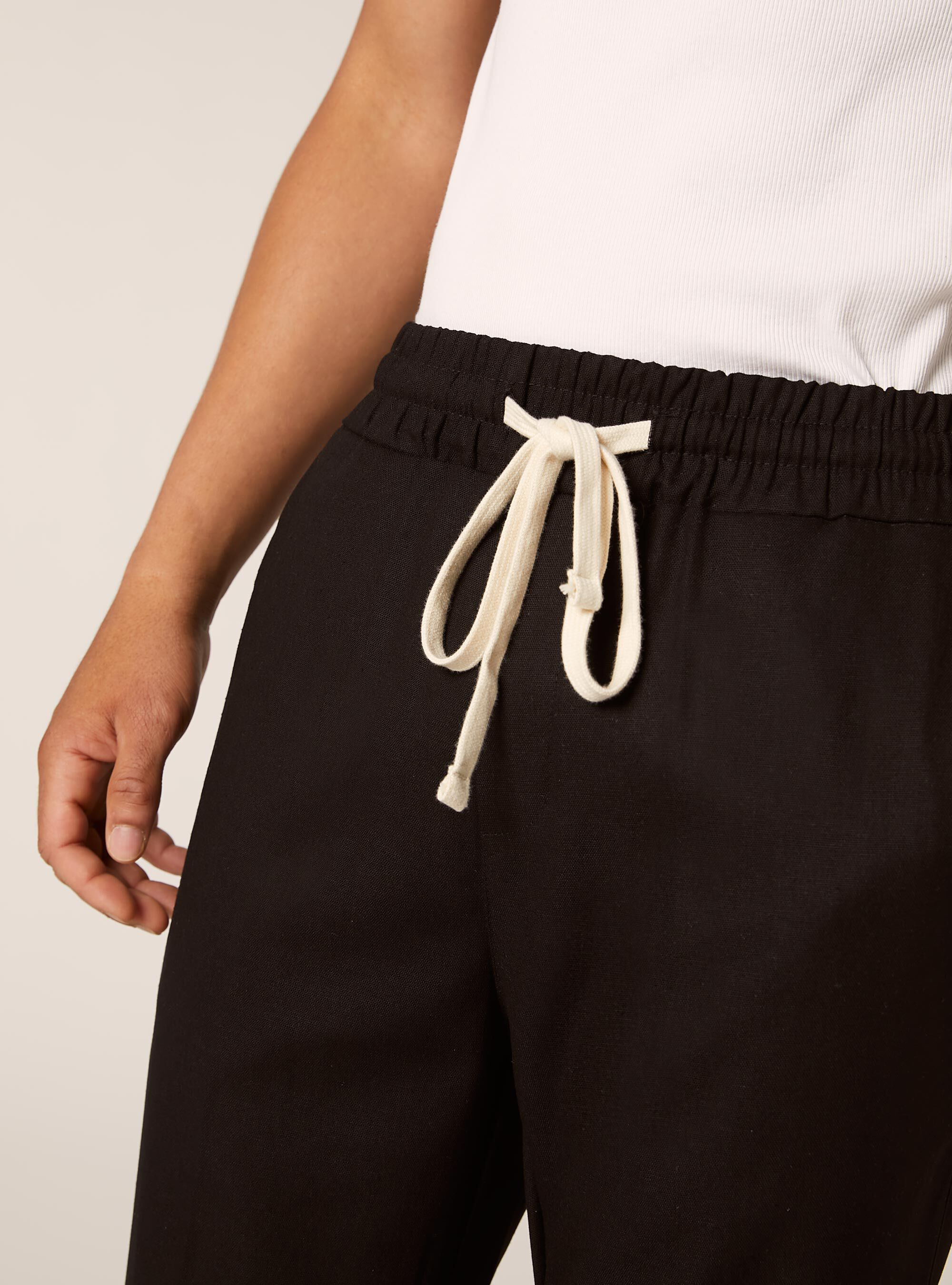 Linen blend jogger trousers, BK1 BLACK