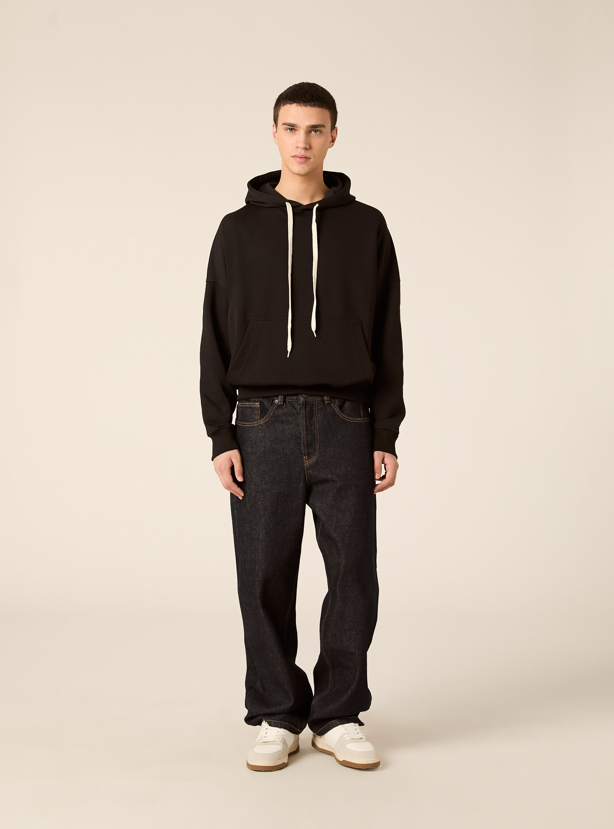 Felpa boxy con stampa puff, BK1 BLACK