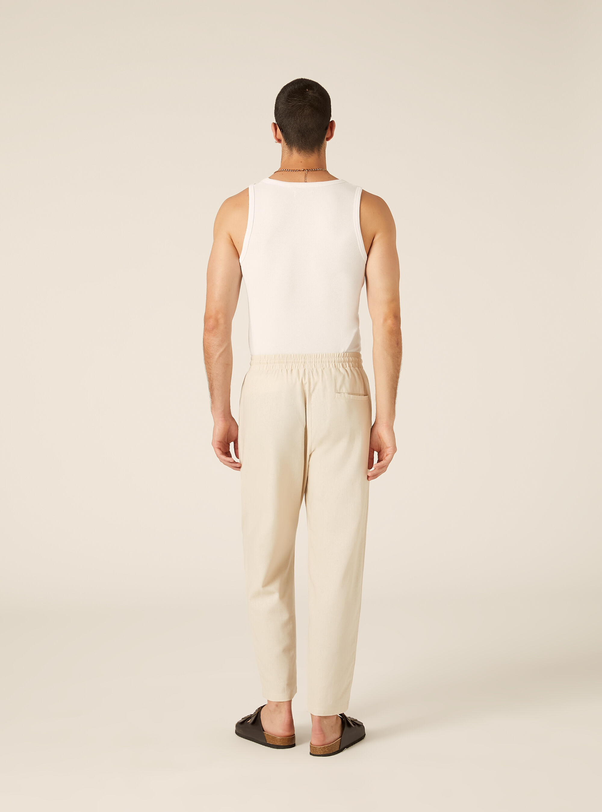 Pantalaccio in misto lino  con coulisse in vita, BG2 BEIGE MEDIUM