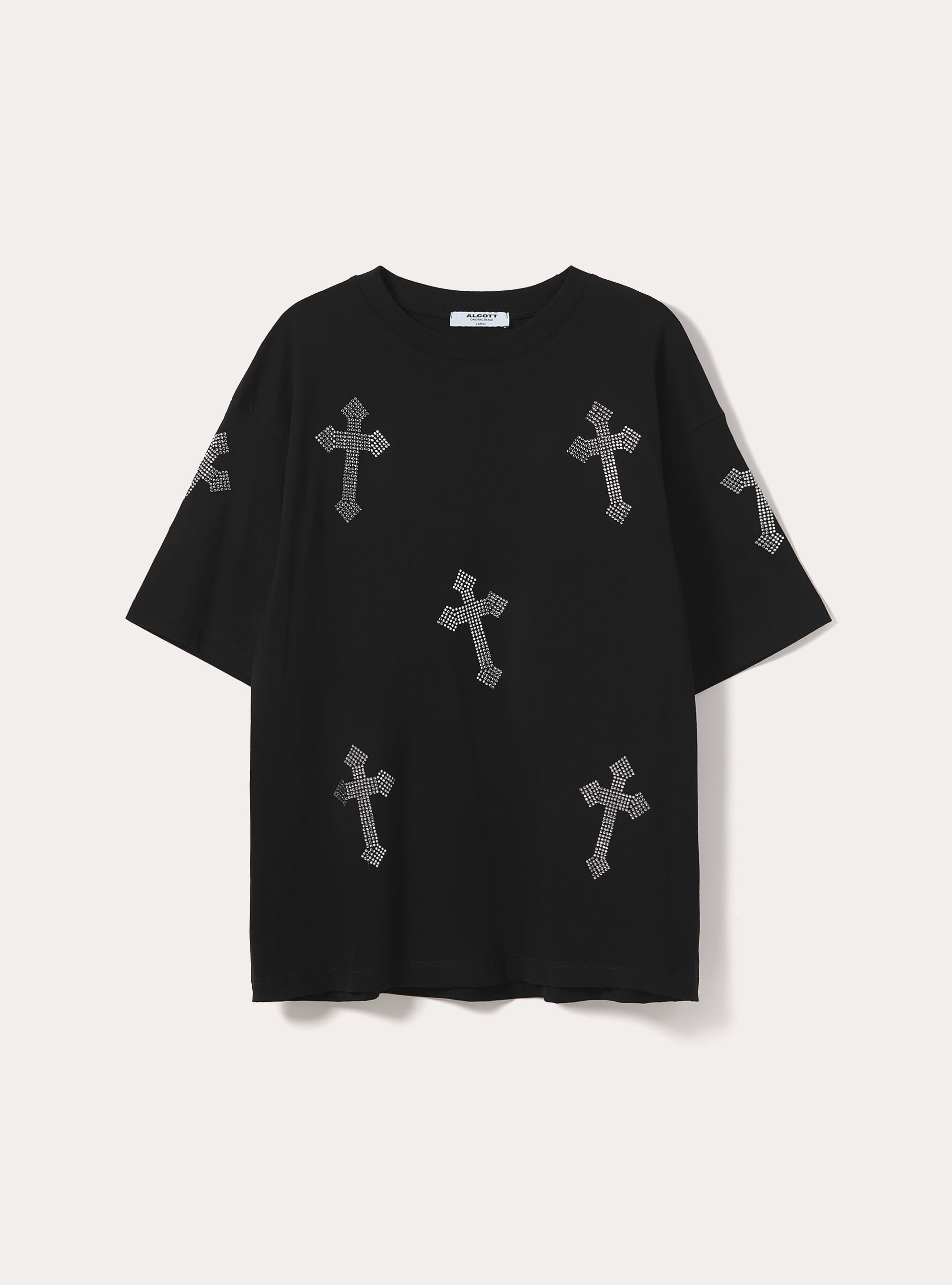 Maglietta boxy fit con strass, BK1 BLACK