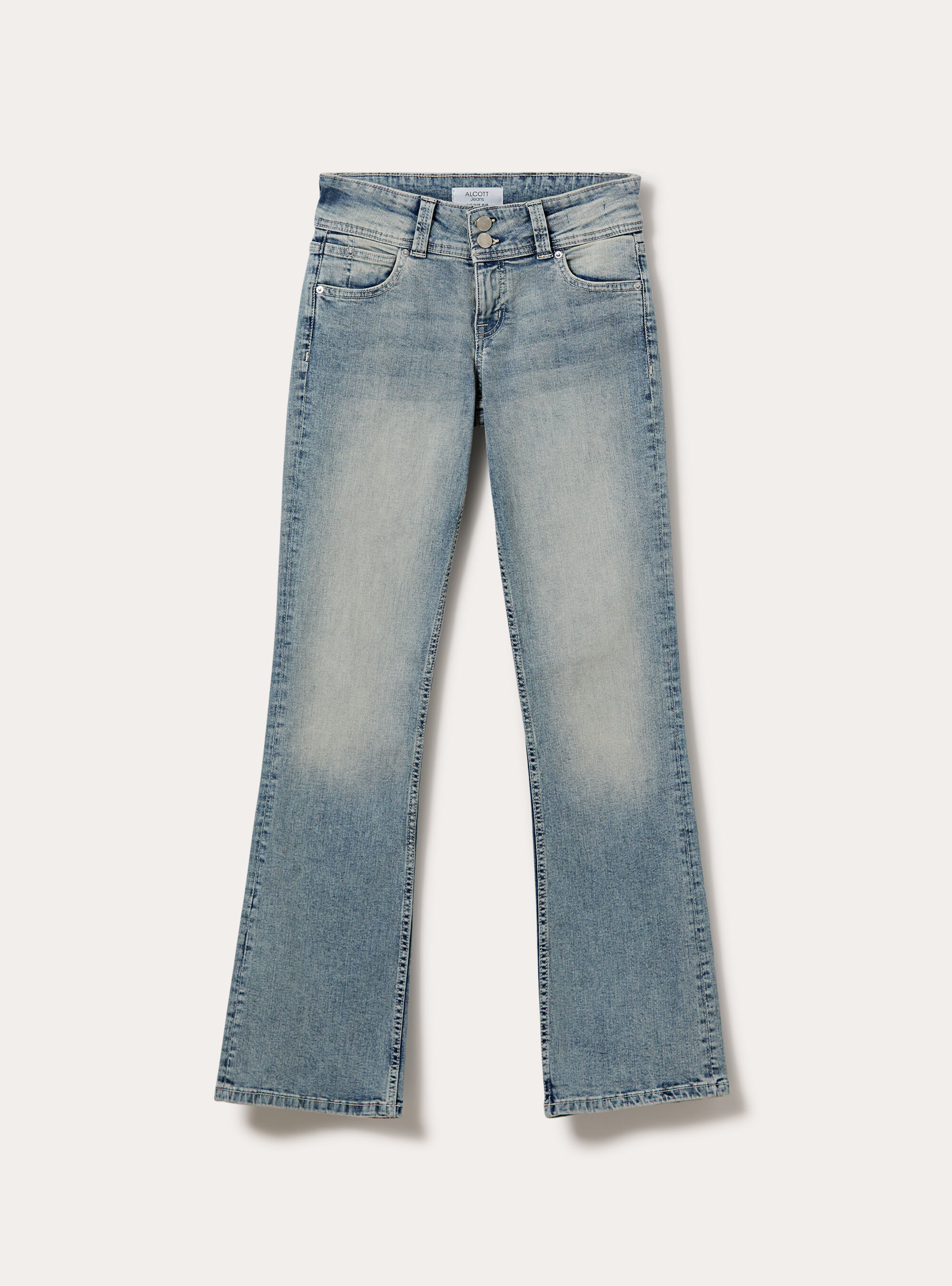 Jeans bootcut  vita bassa, D202 AZZURRE LIGHT OVERDYE