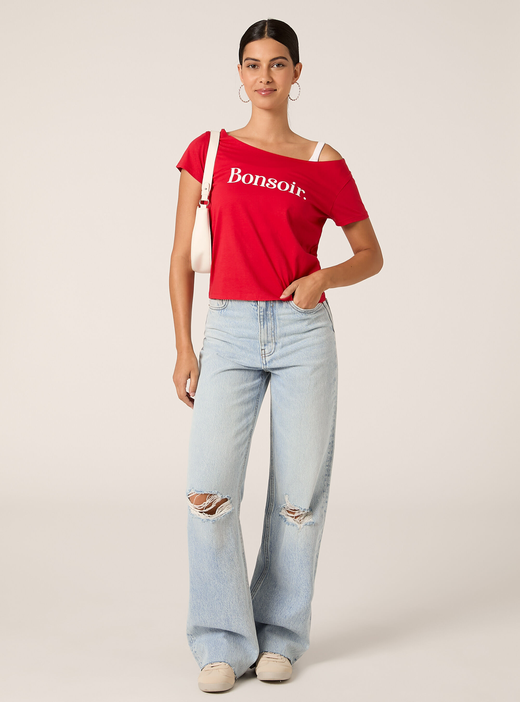 Boat neck T-shirt, RD2 RED MEDIUM