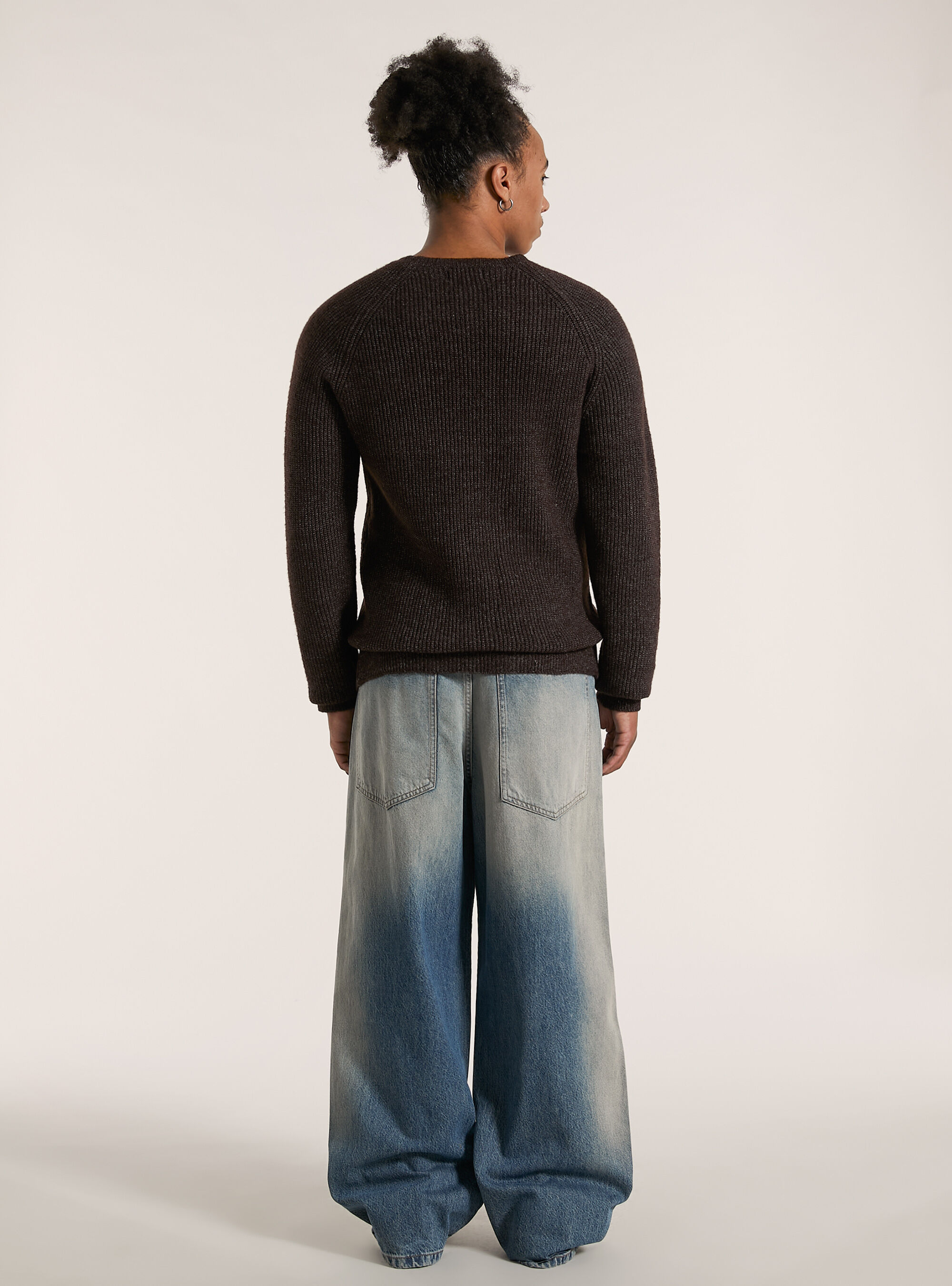 English ribbed wool blend pullover, BR1 BROWN DARK