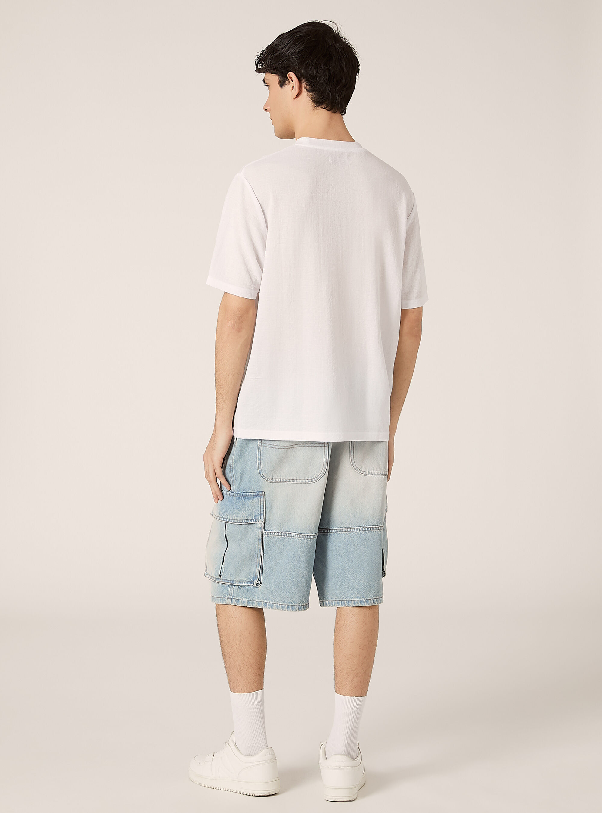 Camiseta boxy fit con textura, WH2 WHITE