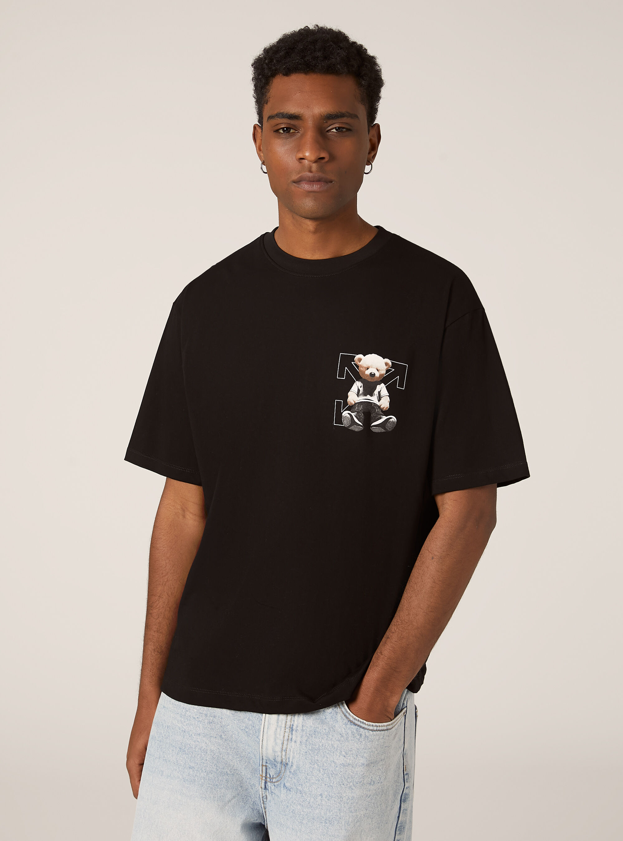 Boxy fit T-shirt with print, BK1 BLACK