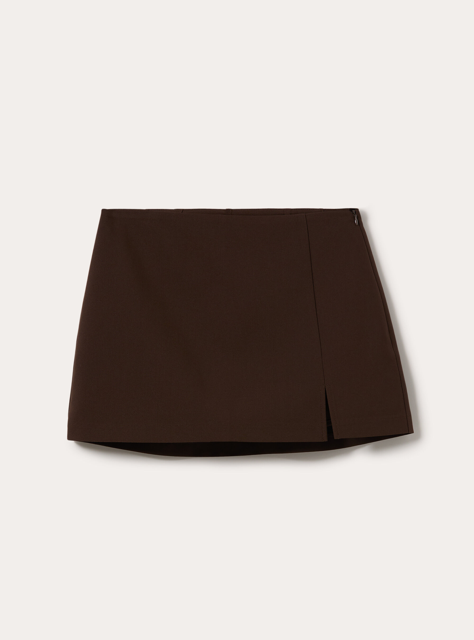 Skort mini tinta unita, BR1 BROWN DARK
