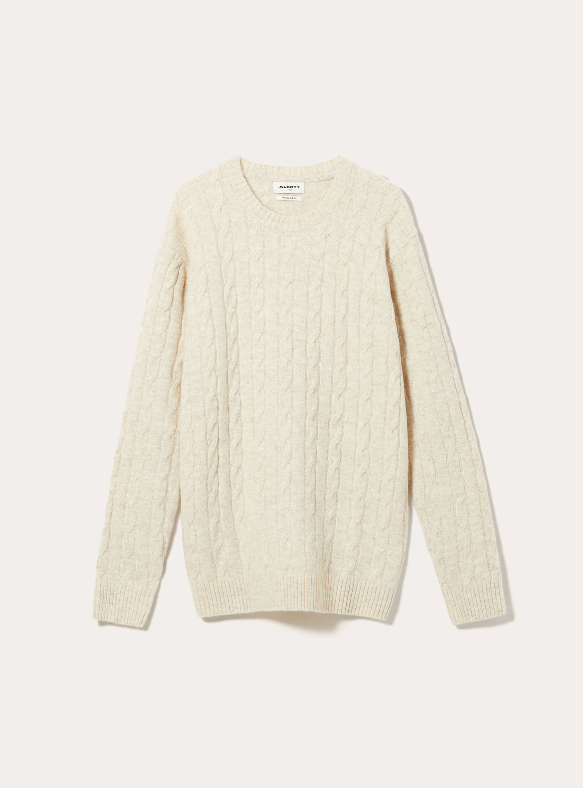 Maglione girocollo cable, MBG3 BEIGE MEL LIGHT