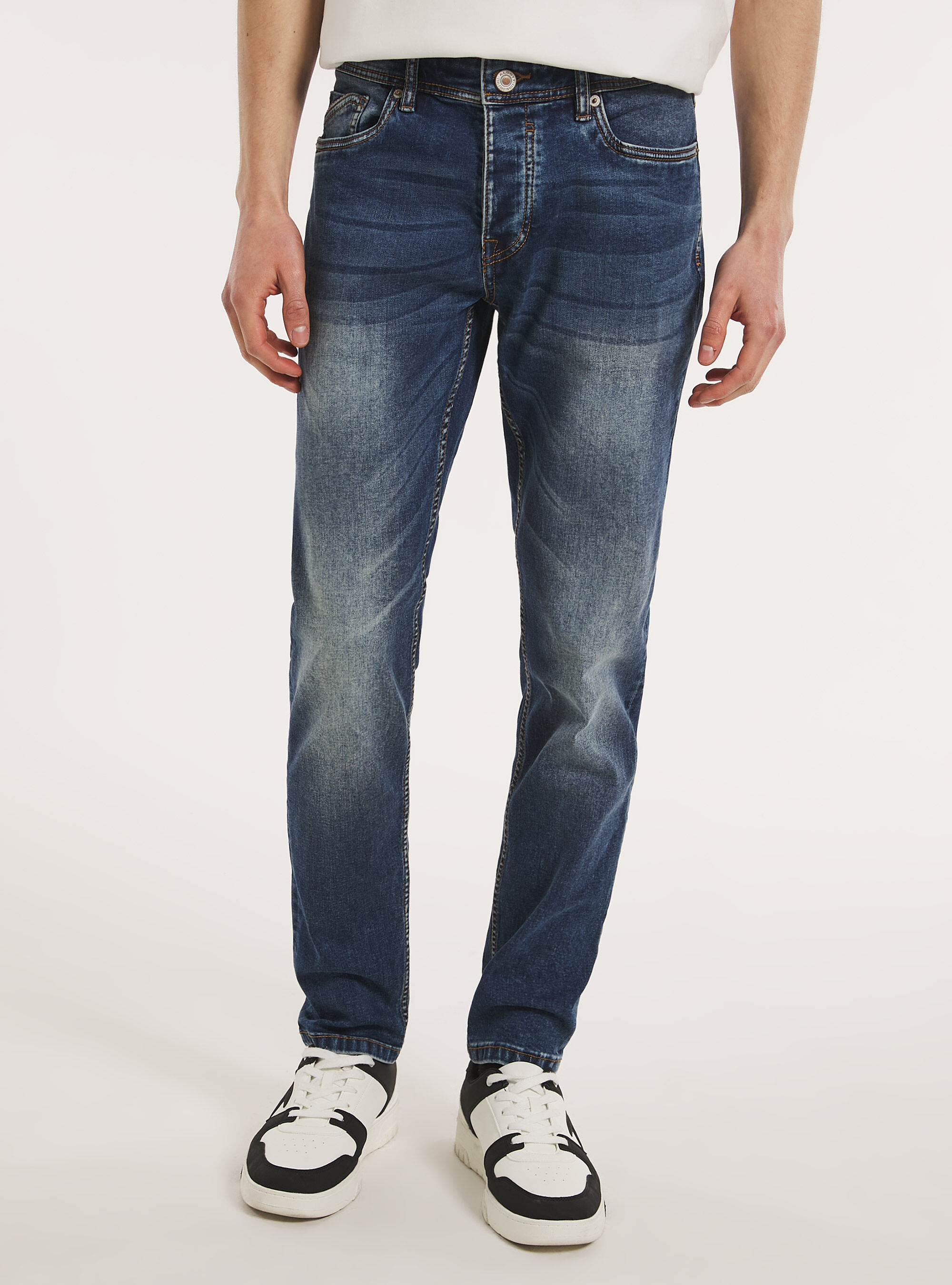 Pantalones vaqueros ajustados y el&aacute;sticos, D002 MEDIUM DARK BLUE