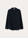Linen-blend shirt with a V-neck, NA1 NAVY DARK