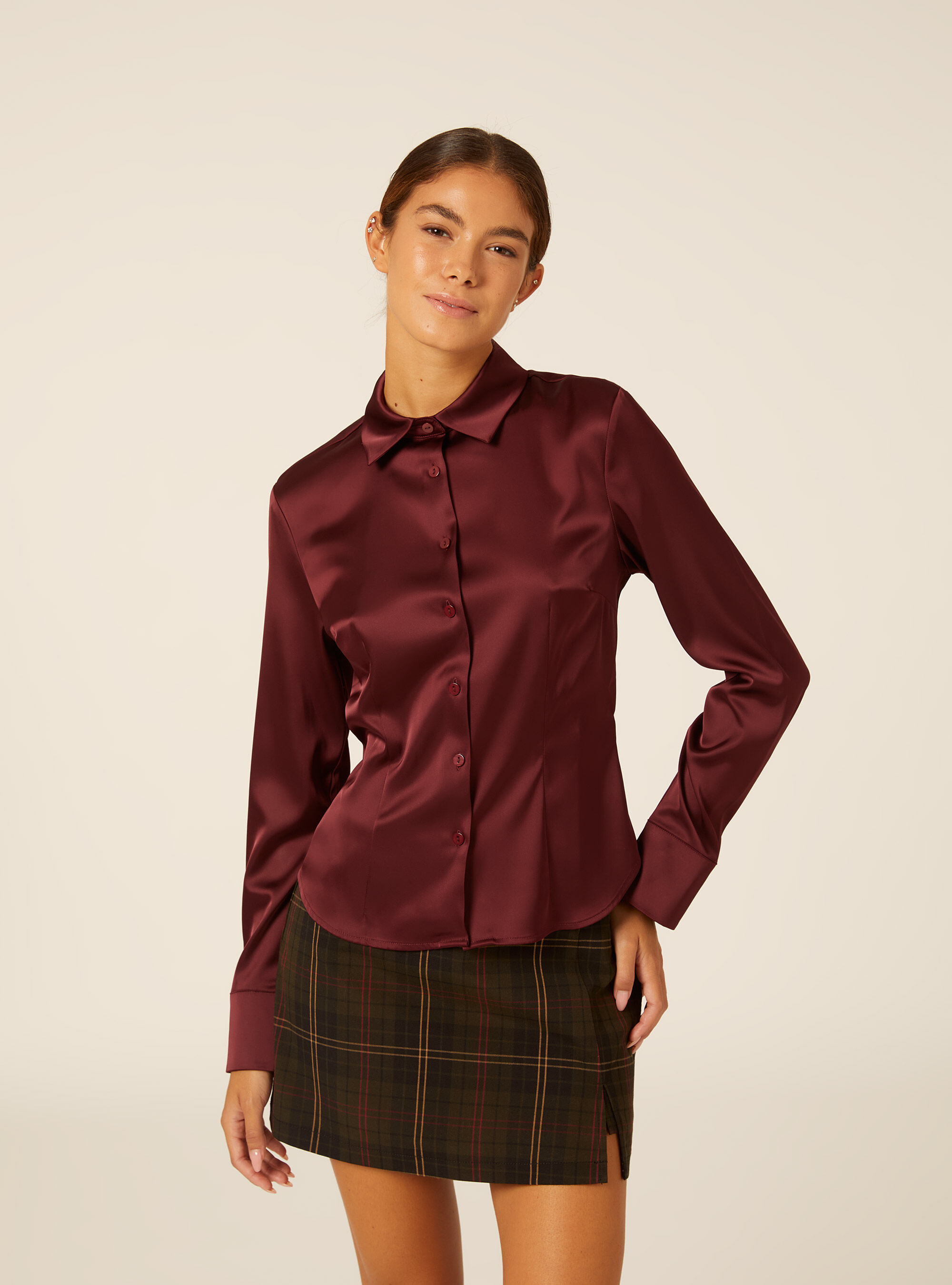 Long sleeve satin shirt