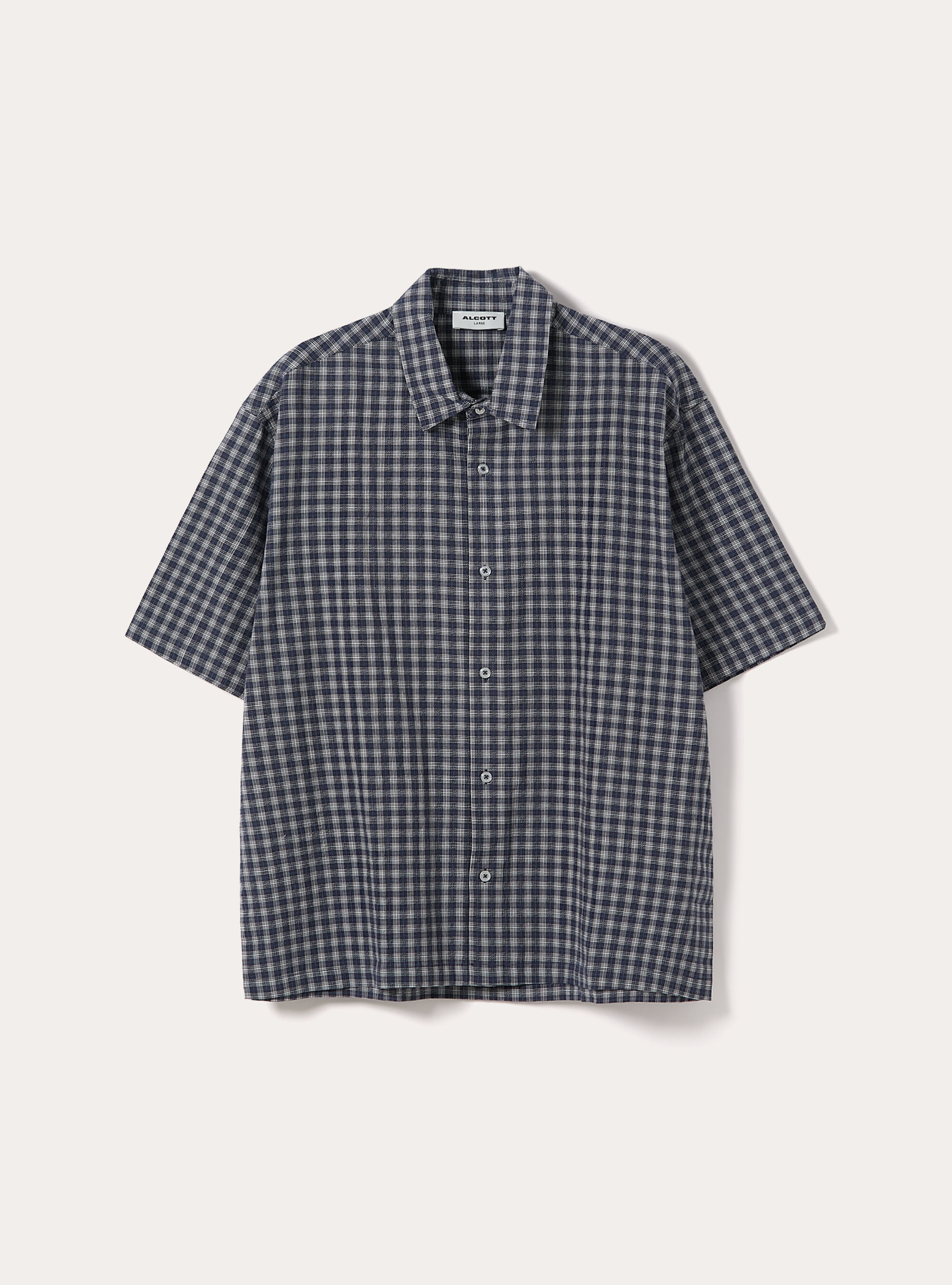 Camicia boxy fit testurizzata a quadri, BL2 BLUE MEDIUM