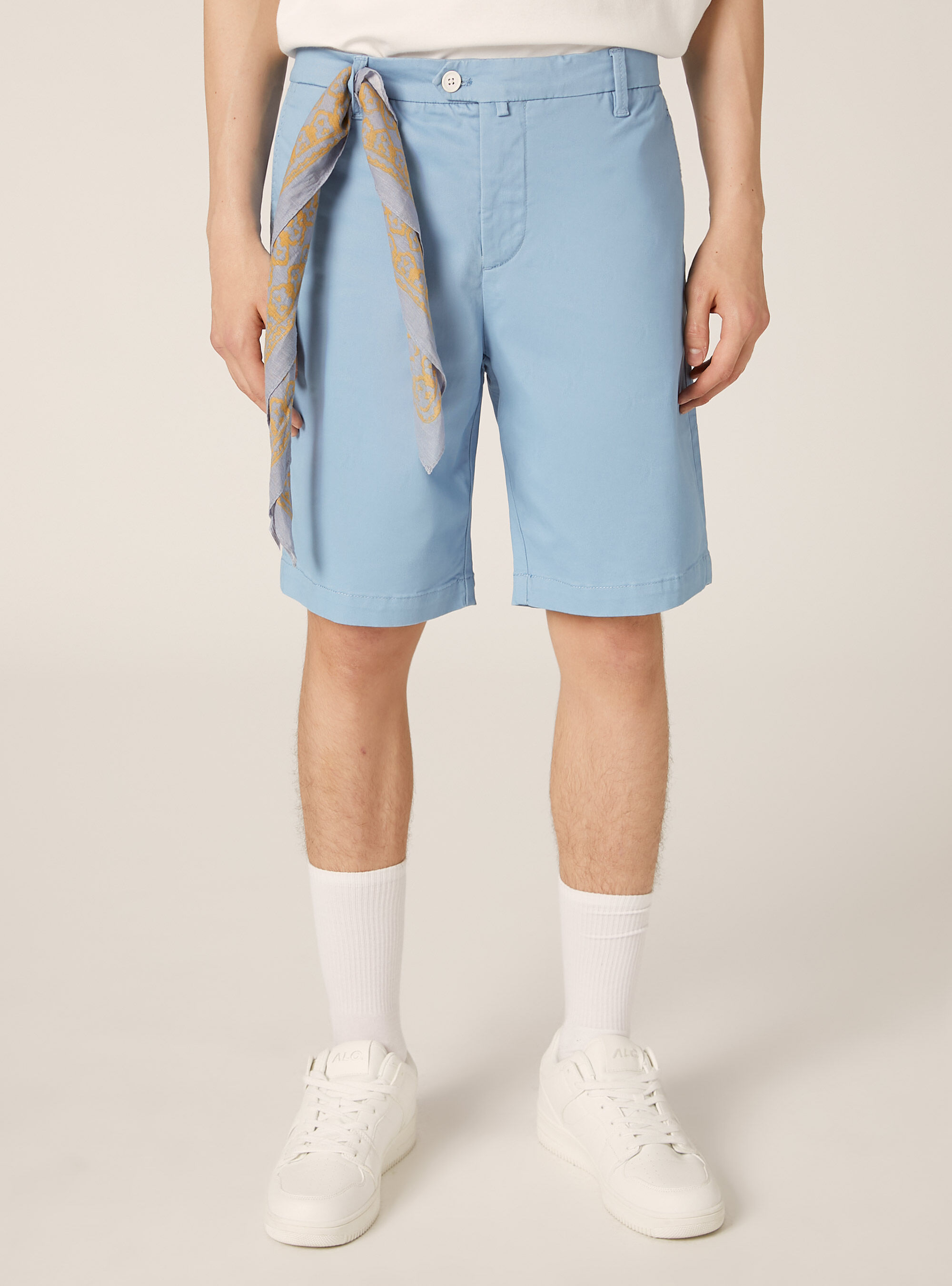 Bermudas de algod&oacute;n de sarga el&aacute;stica, AZ2 AZURE MEDIUM