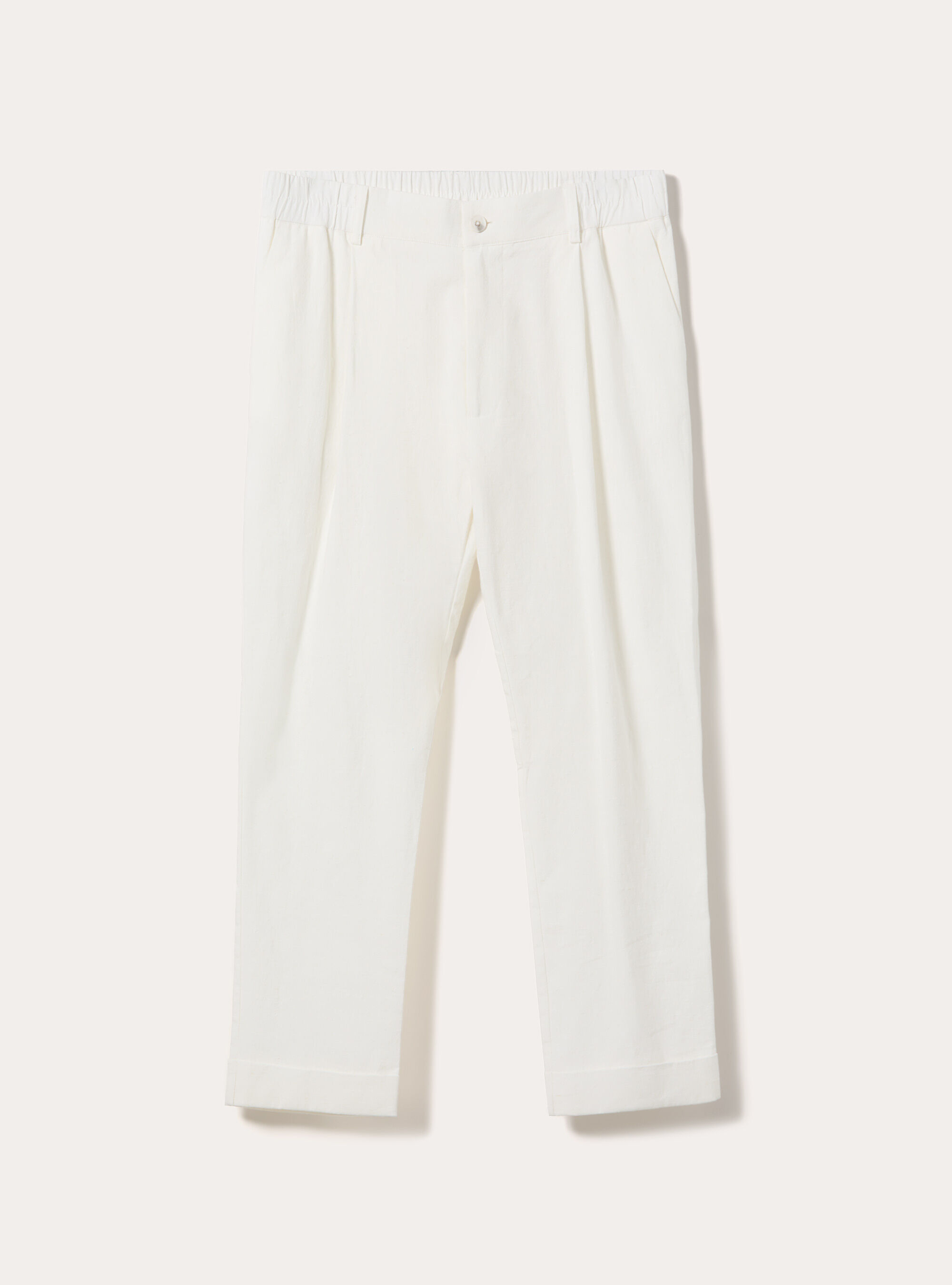 Slim Fit Cropped Pleated Trousers, WH1 OFF WHITE