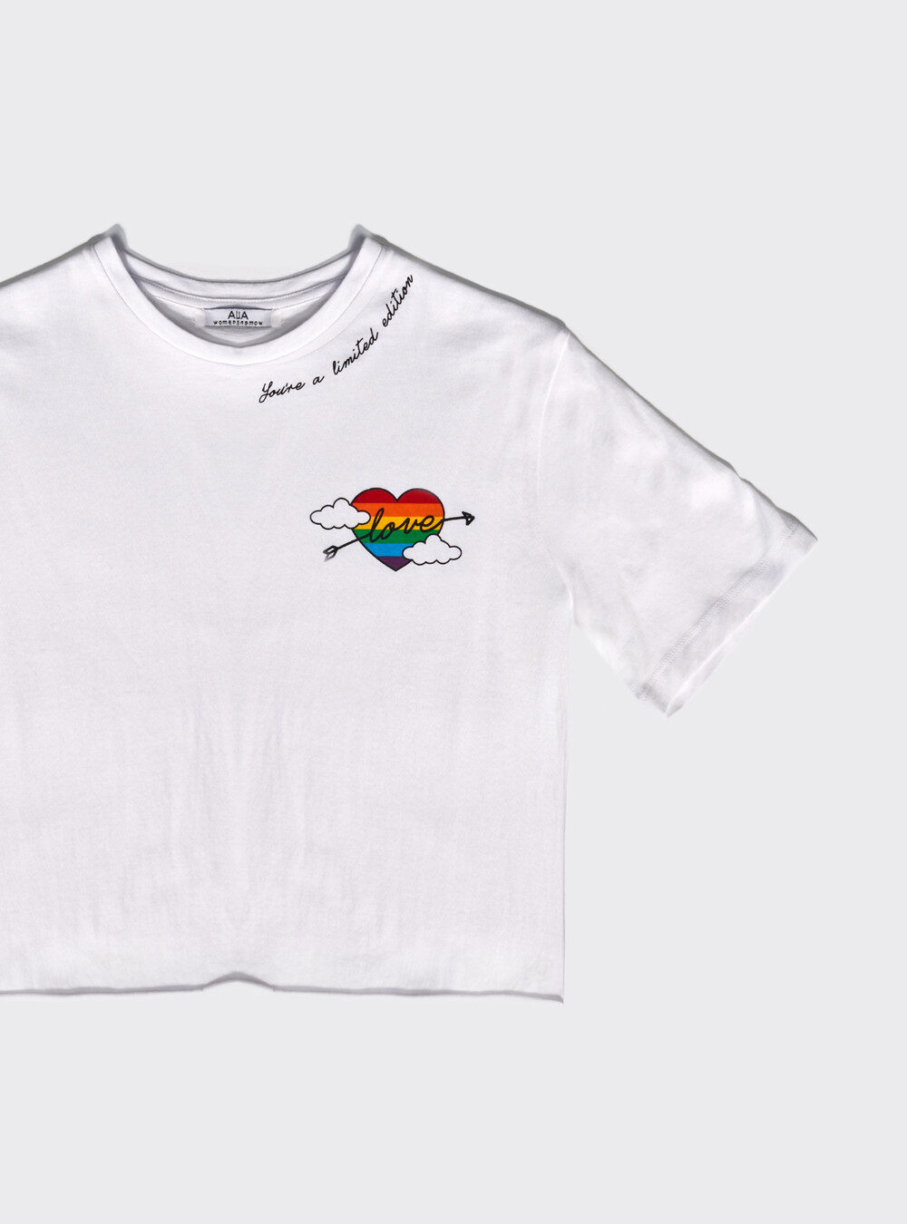 Maglietta Donna Bear Hug Cropped Chloe Fitted Tee White