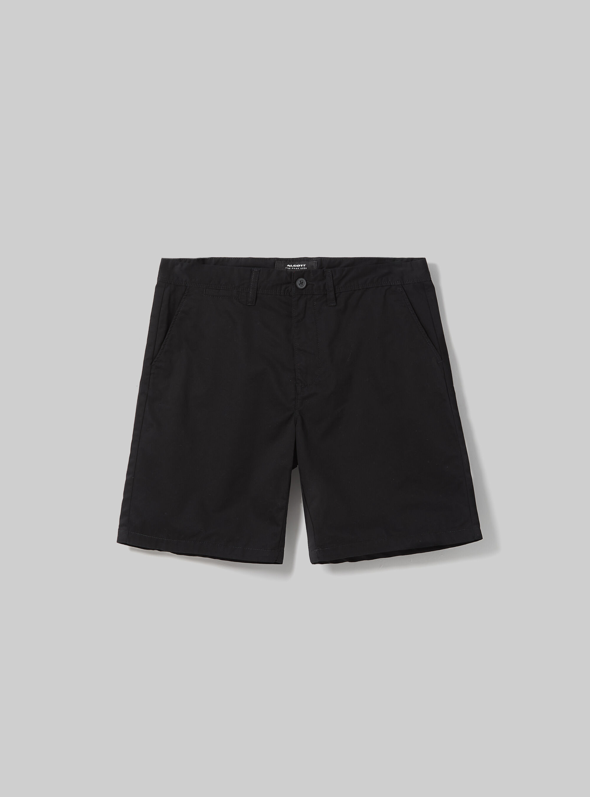 Bermudas de sarga de ajuste liso, BK1 BLACK