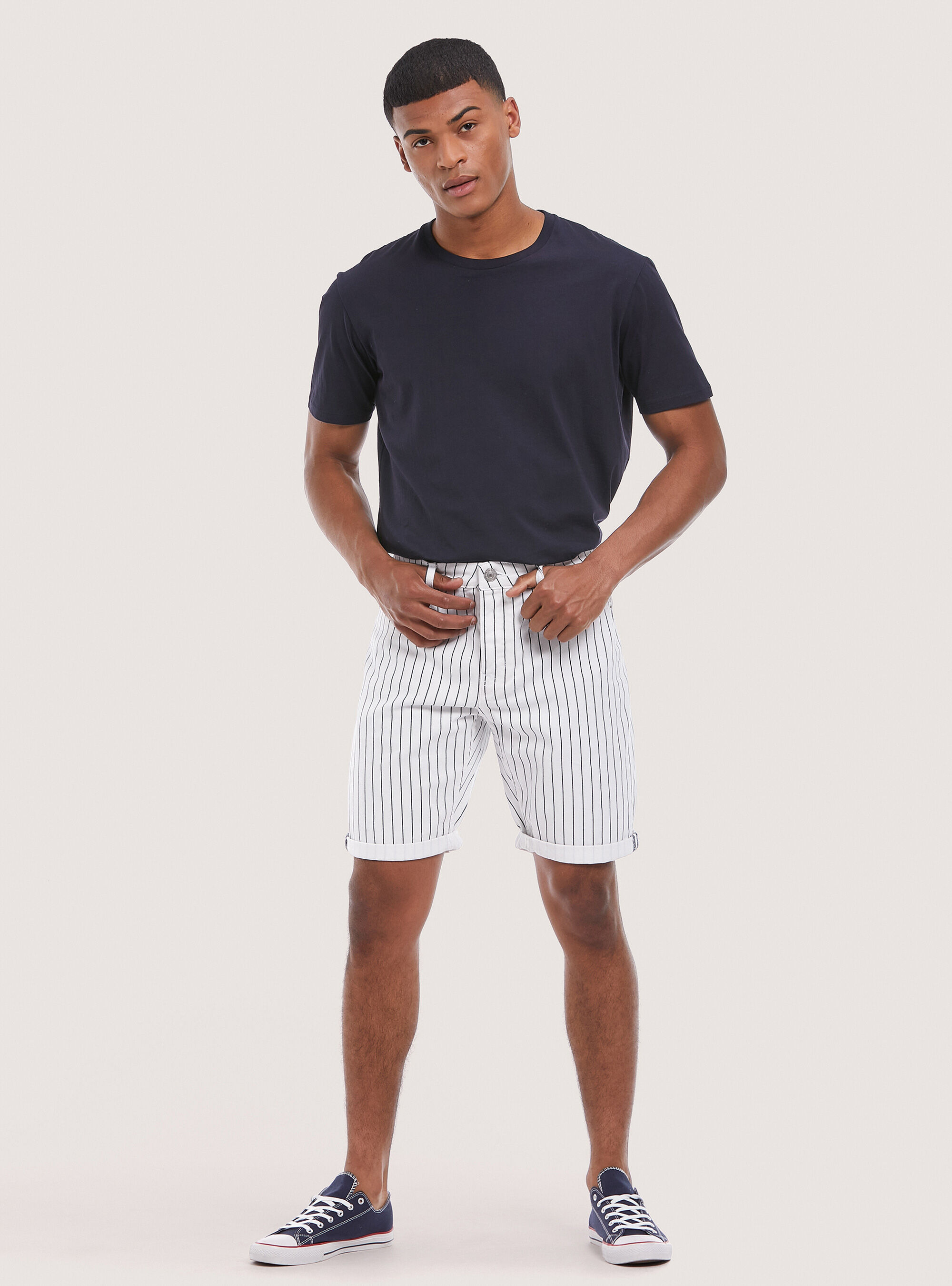 Striped cotton shorts clearance