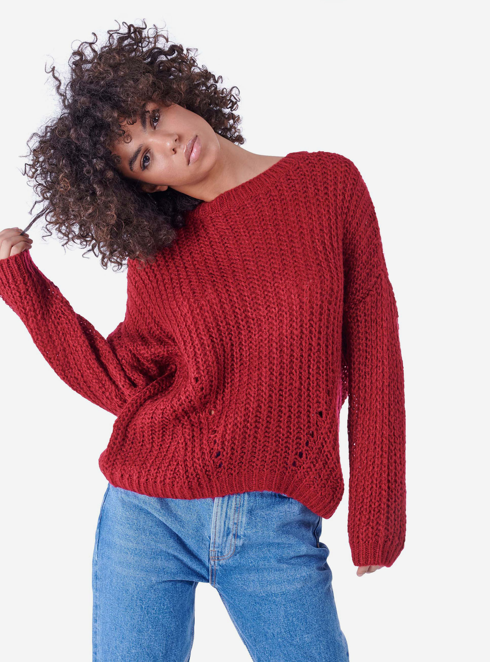 JERSEY CUELLO REDONDO ANCHO, ROJO