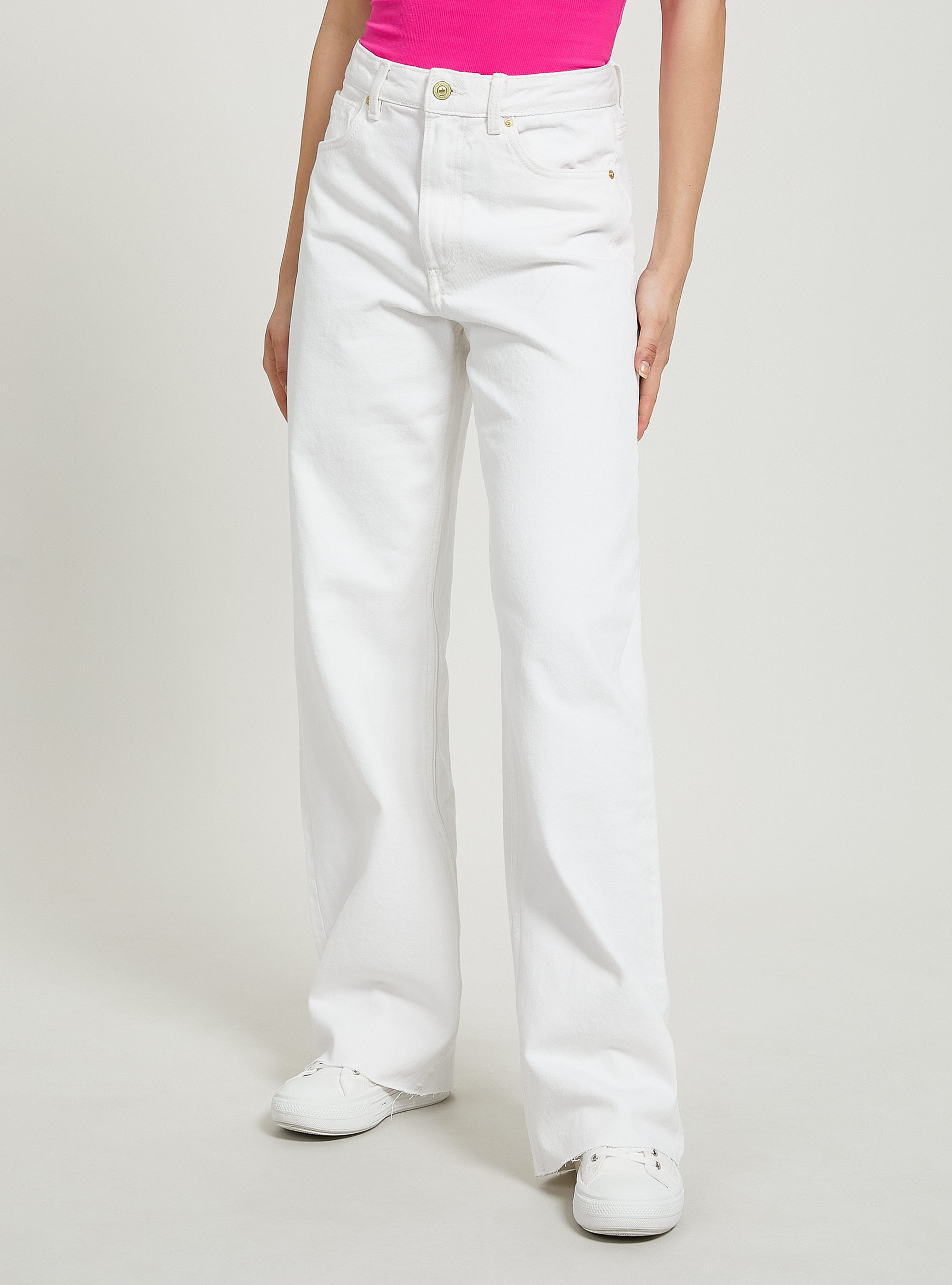Coloured straight full length trousers, WH1 OFF WHITE