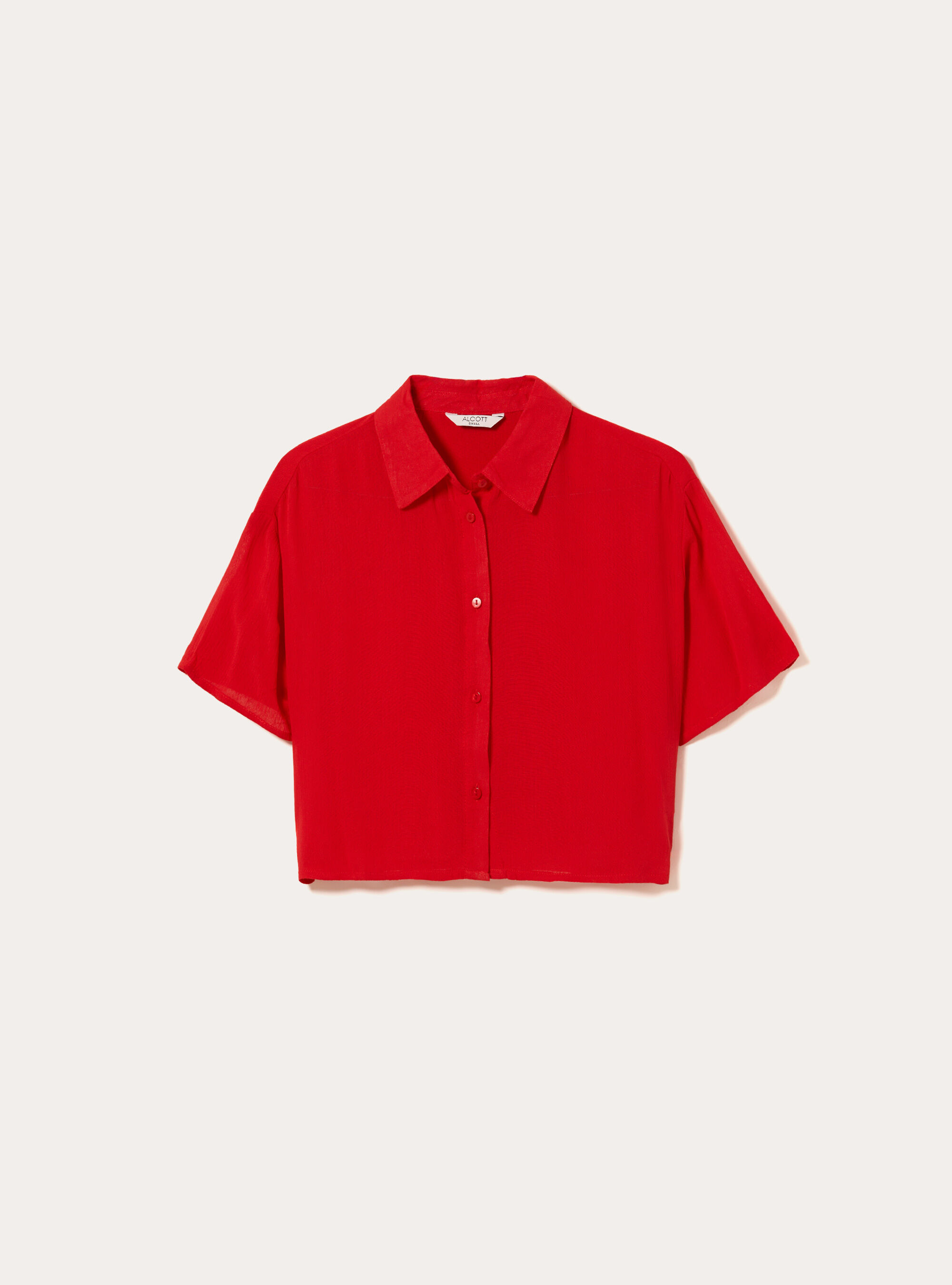 Cropped crepe shirt, RD2 RED MEDIUM