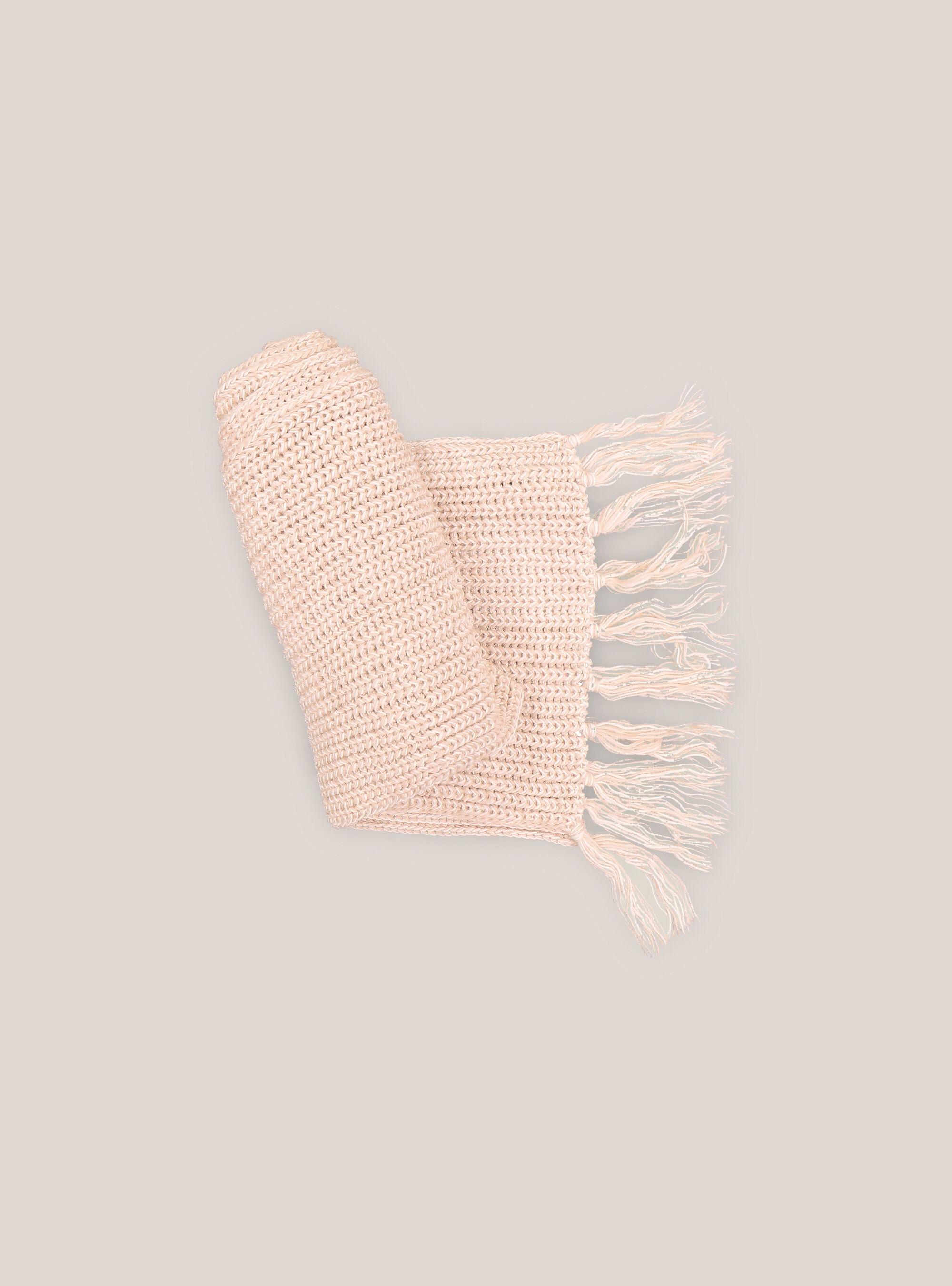 Sciarpone tinta unita con frange, C0580 BEIGE MELANGE