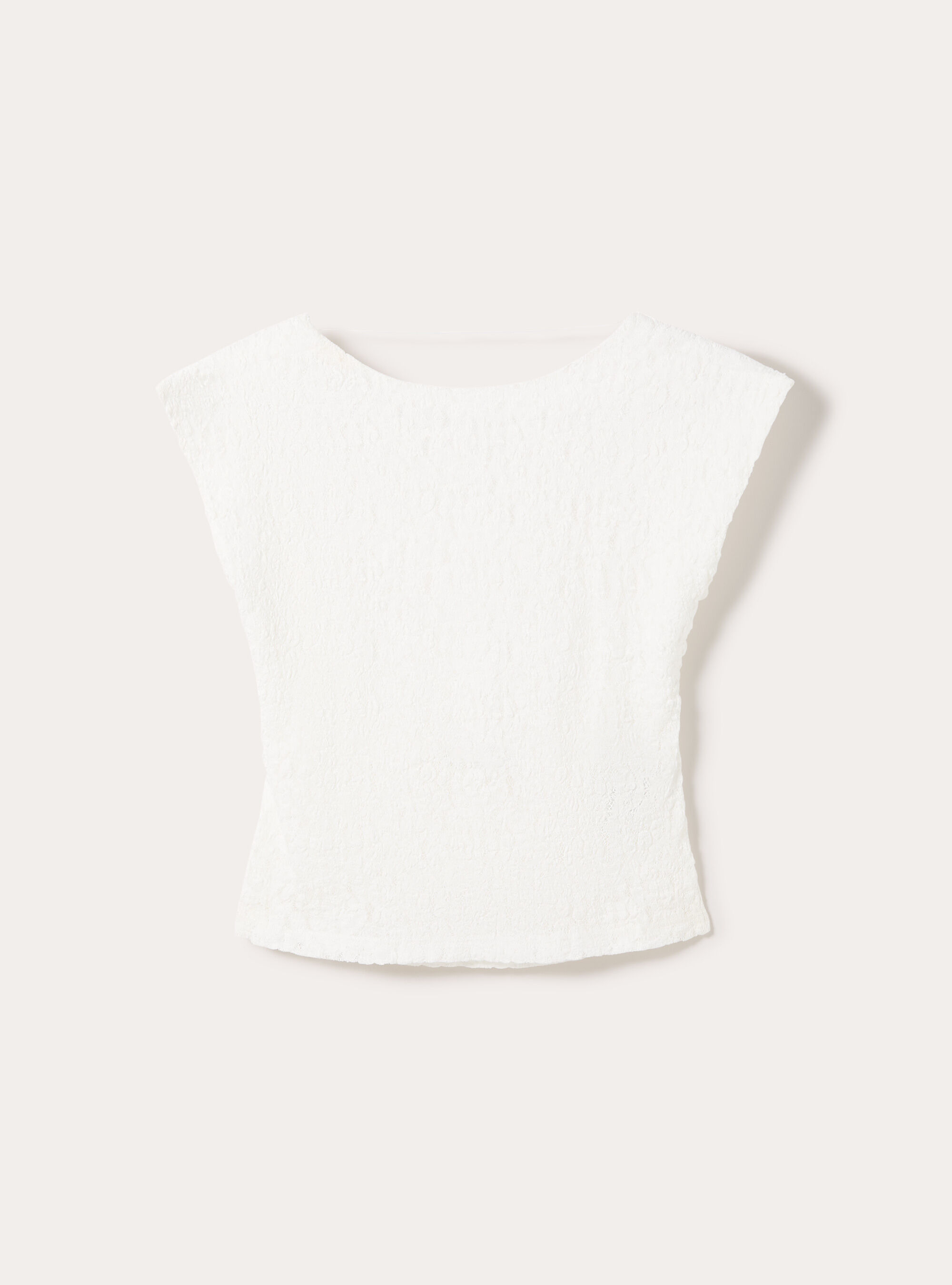 Spitzen-T-Shirt mit freiem R&uuml;cken, WH3 WHITE