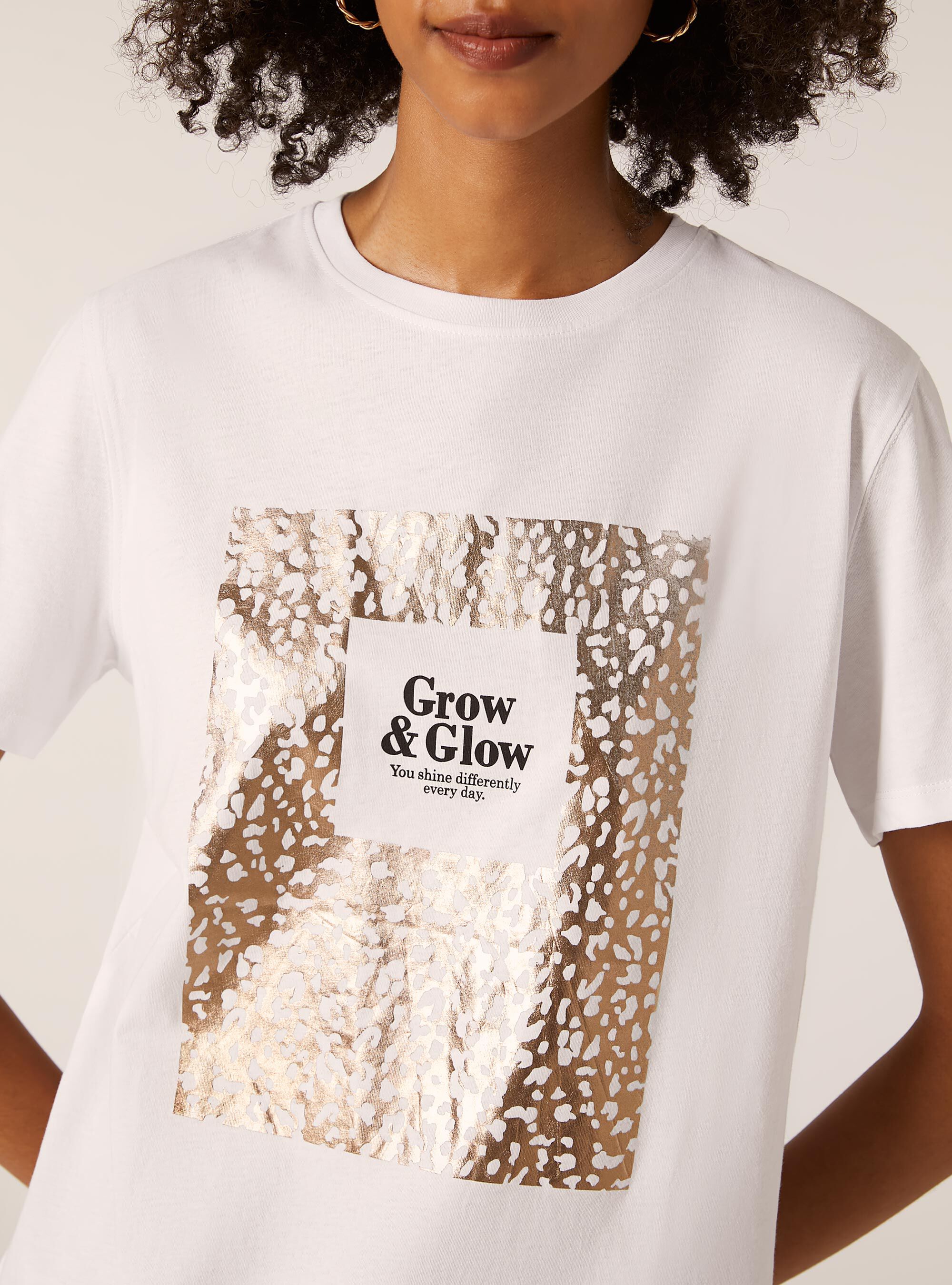 Camiseta con estampado met&aacute;lico, WH3 WHITE