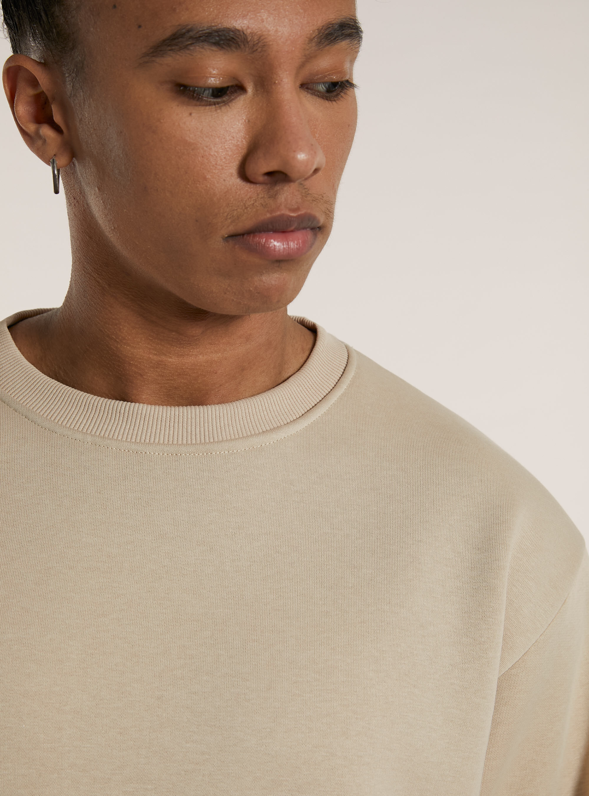 Sweat &agrave; col ras du cou, coupe large, BG3 BEIGE LIGHT