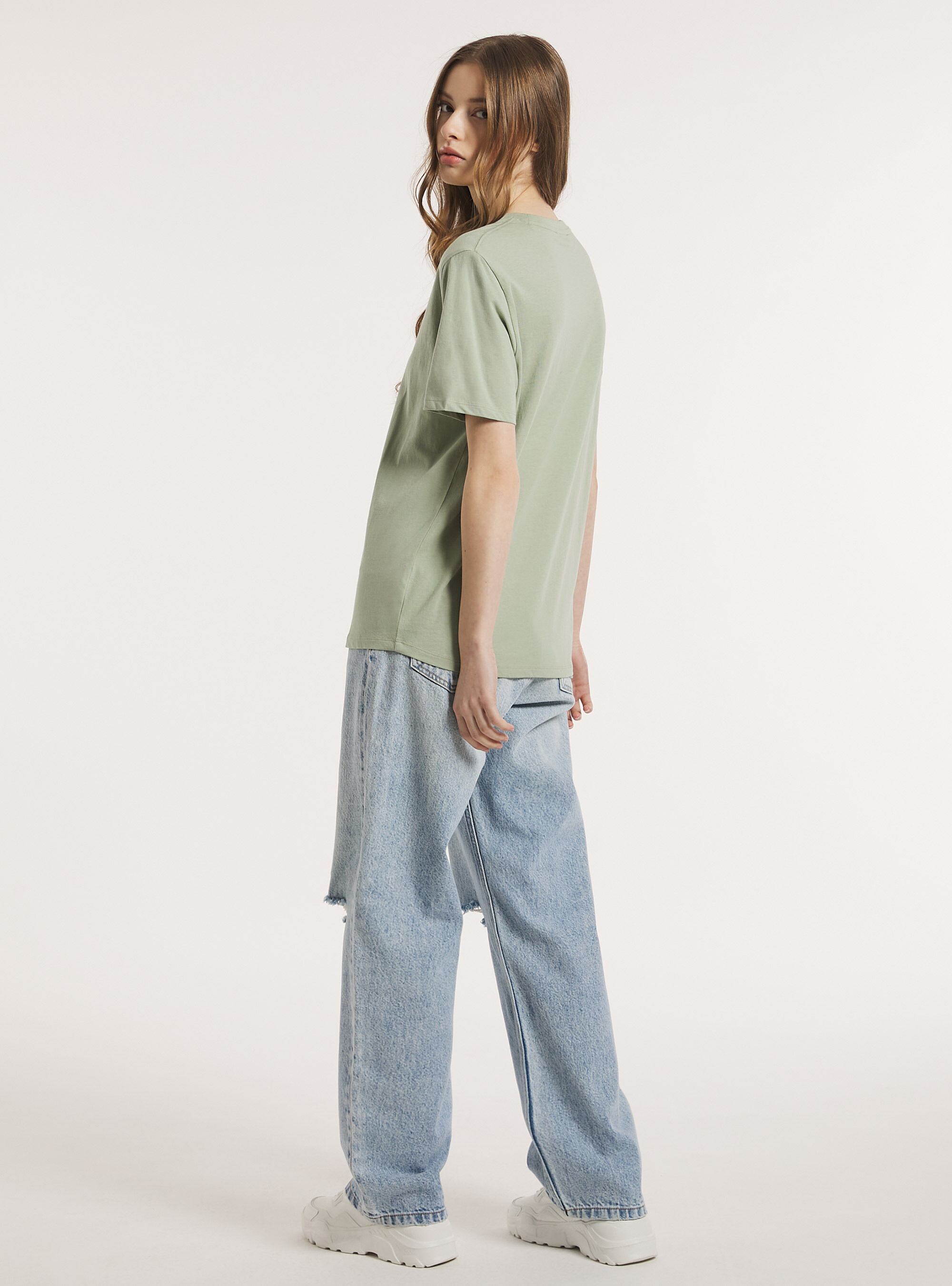 Maglietta girocollo in cotone, GN2 GREEN MEDIUM