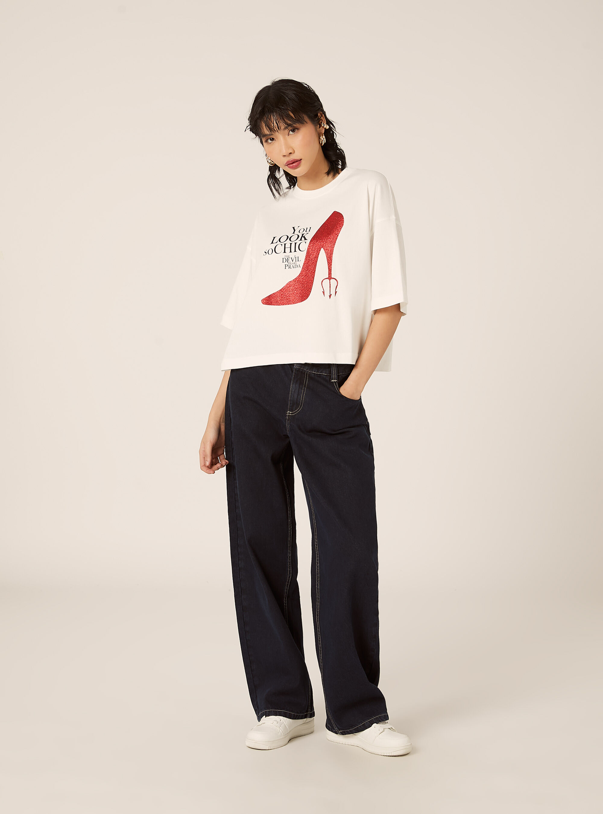 T-shirt boxy crop il diavolo veste prada