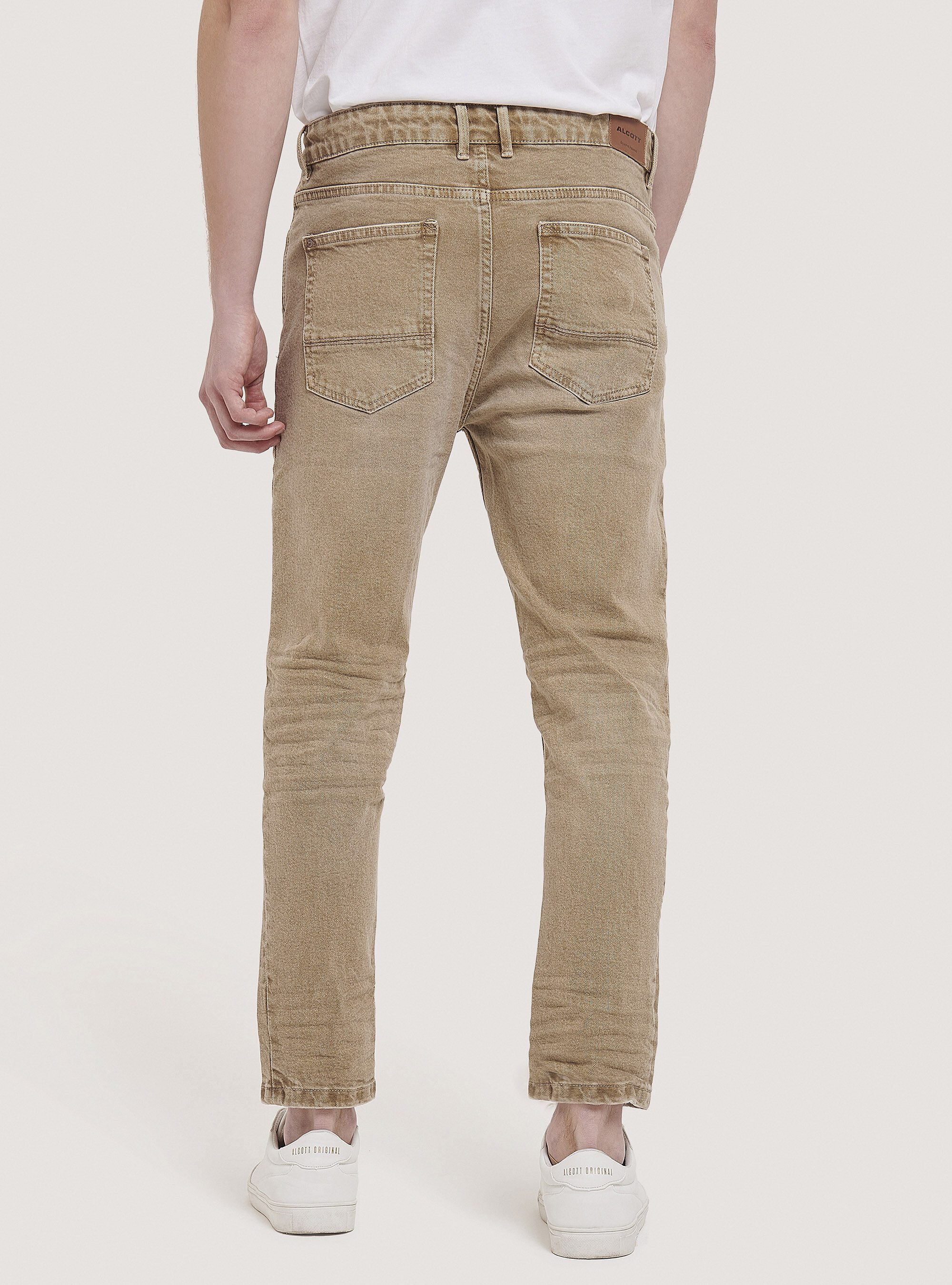 Stretch twill cotton trousers, C5558 BEIGE