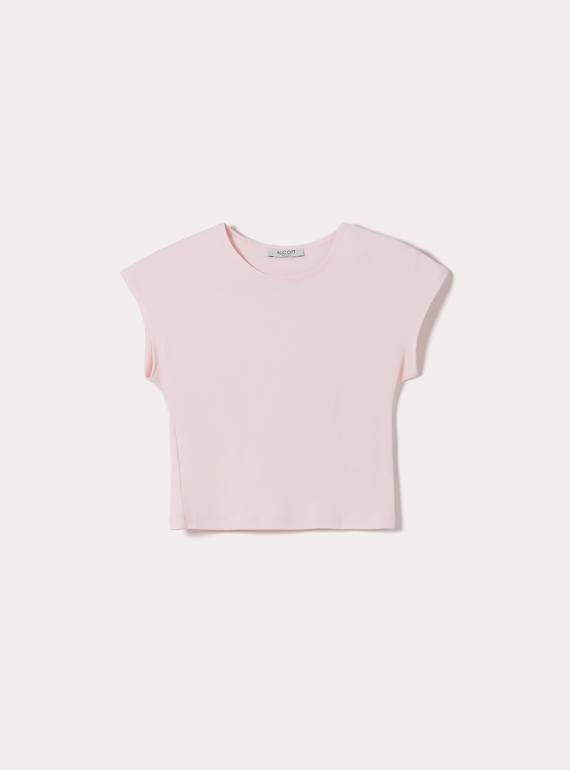 T-shirt crop con con maniche ad aletta, ROSA MEDIO
