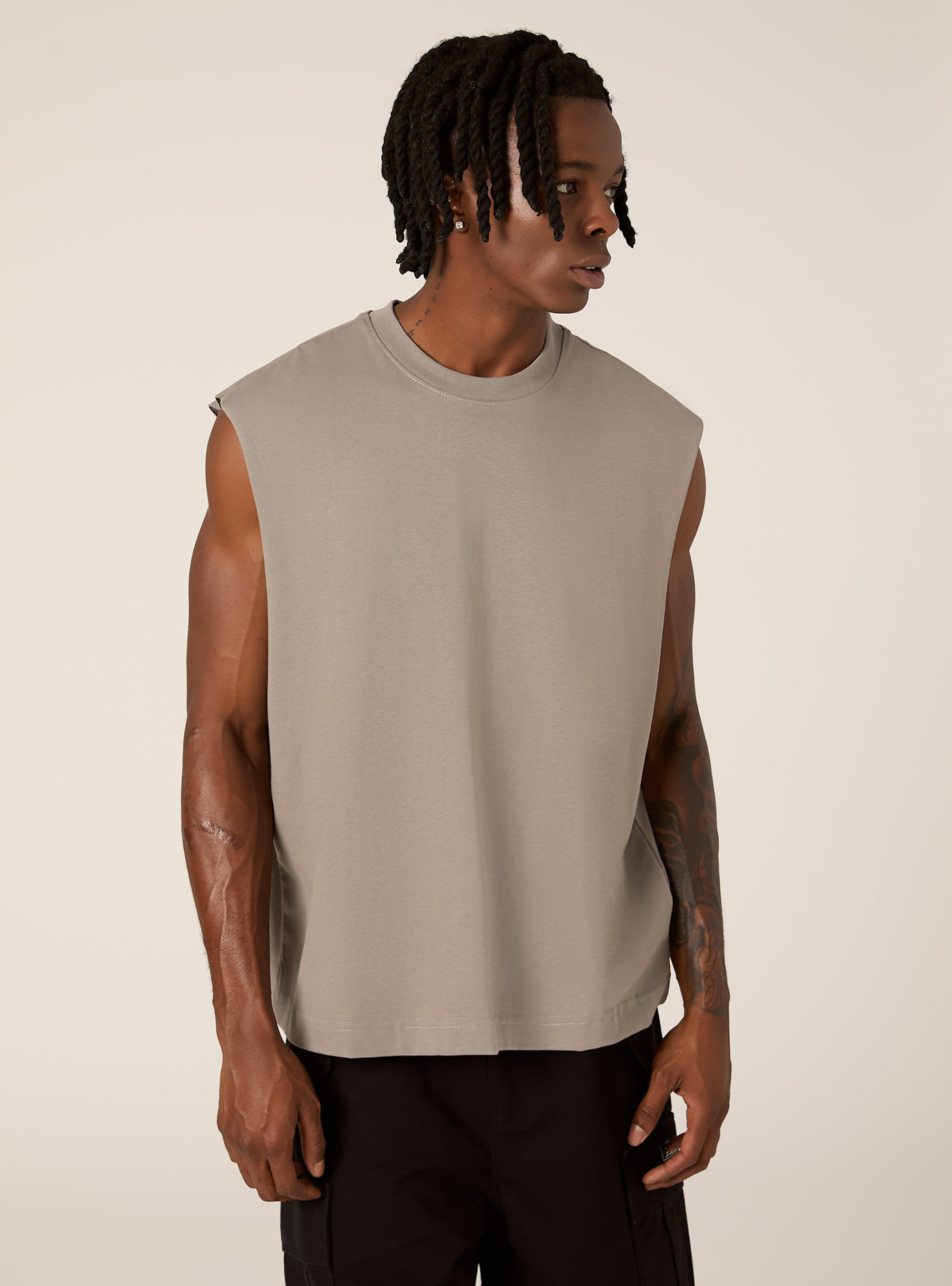 Canotta boxy fit tinta unita, GY2 GREY MEDIUM