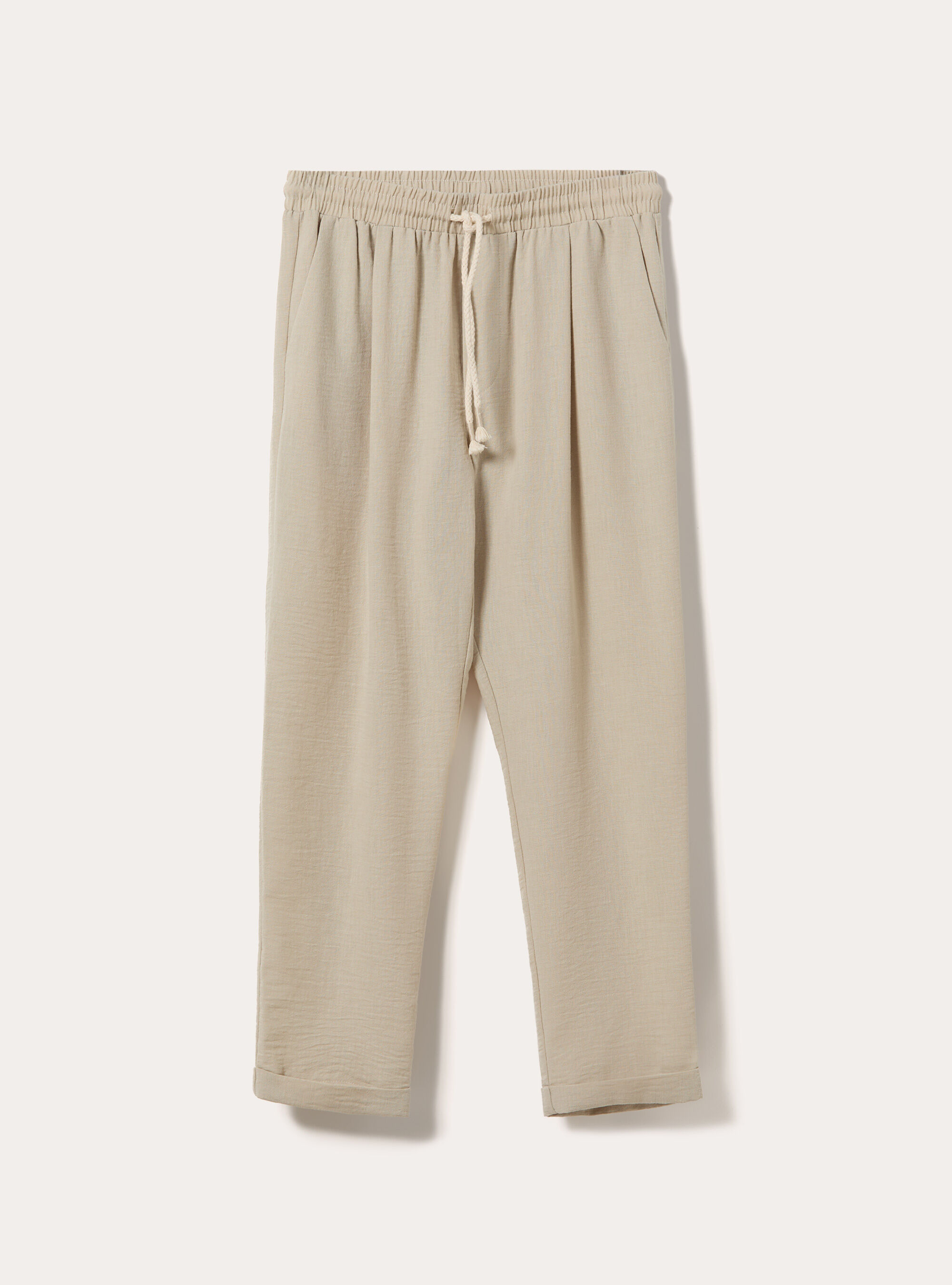 Pantalaccio basico con elastico in vita e coulisse, BG3 BEIGE LIGHT
