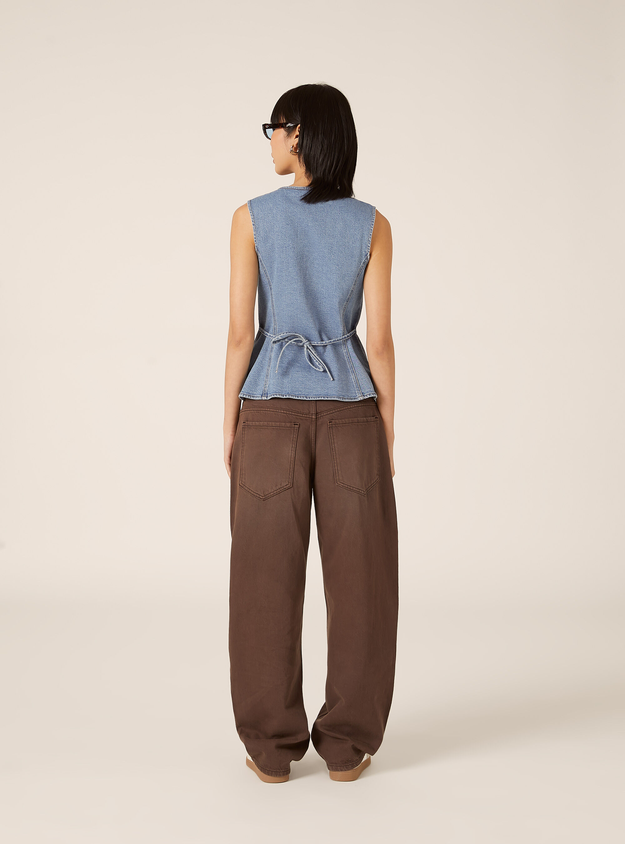 Gilet in denim con bottoni, D006 AZURE