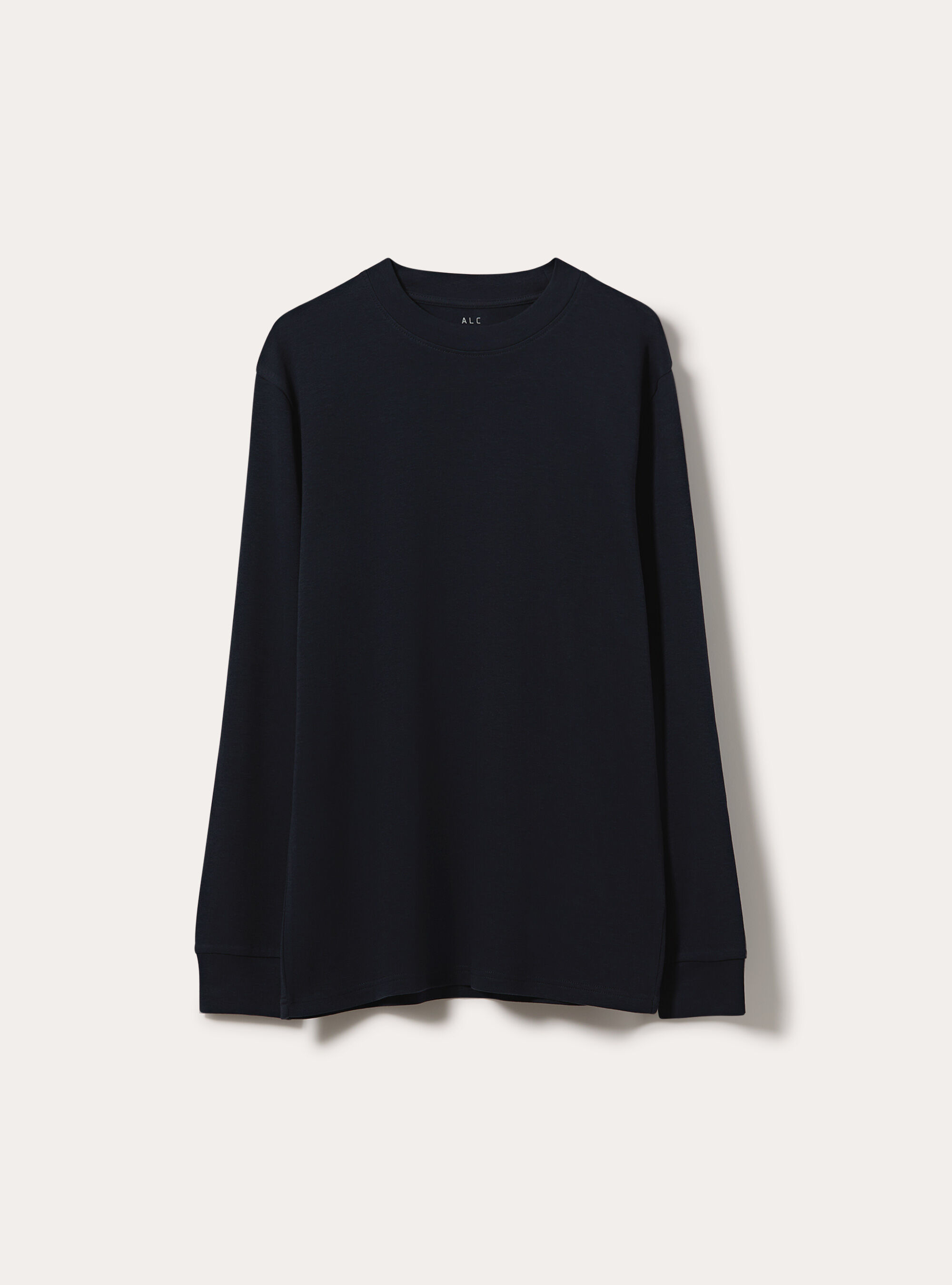 Maglia girocollo maniche lunghe interlock, NAVY SCURO