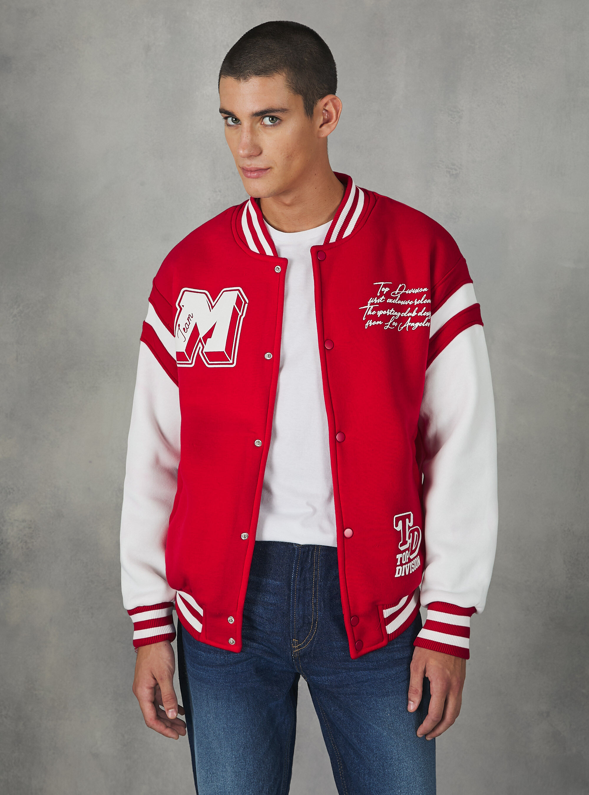 Red black and white sales bomber jacket