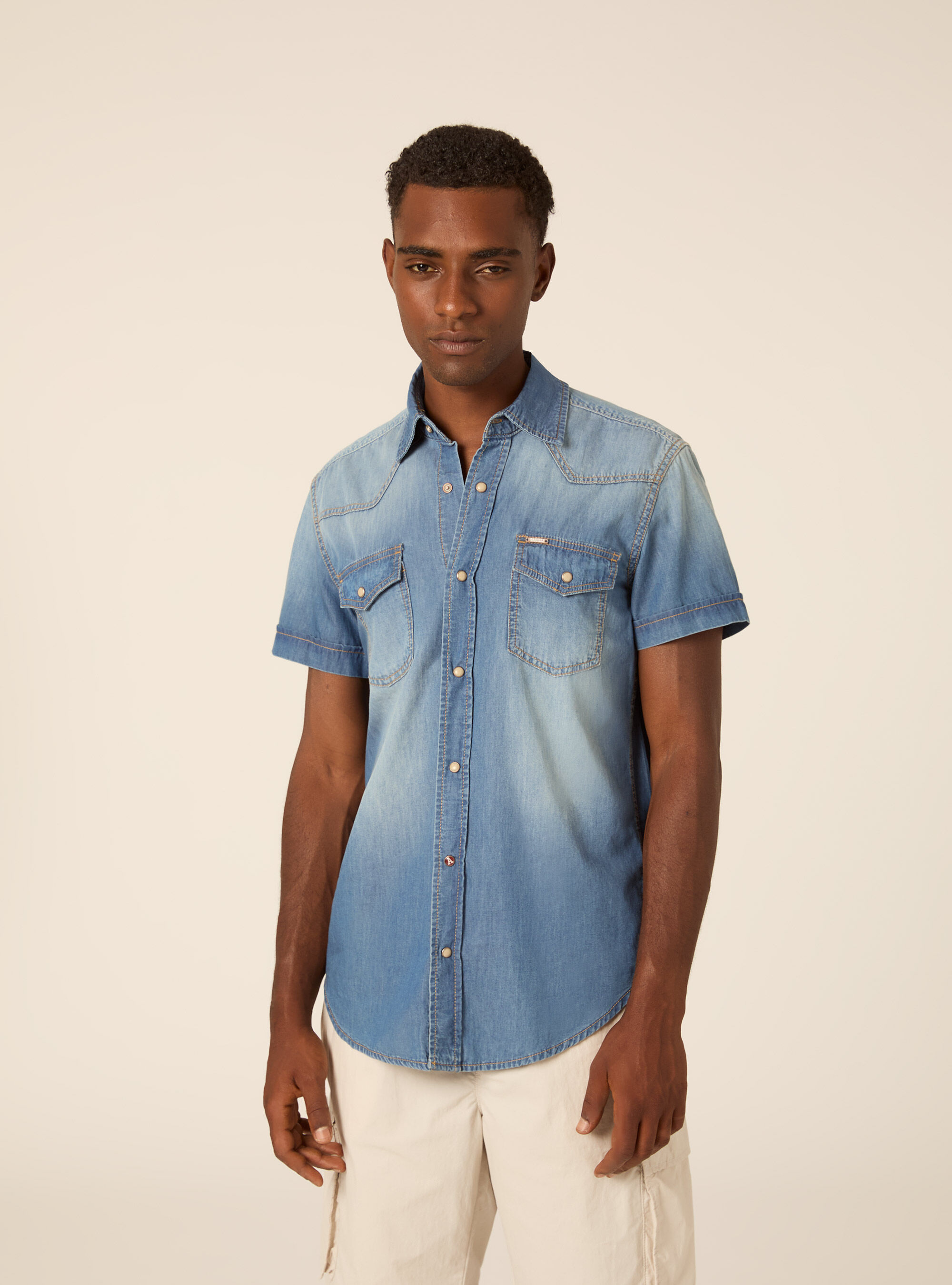 Camicia denim mezza manica