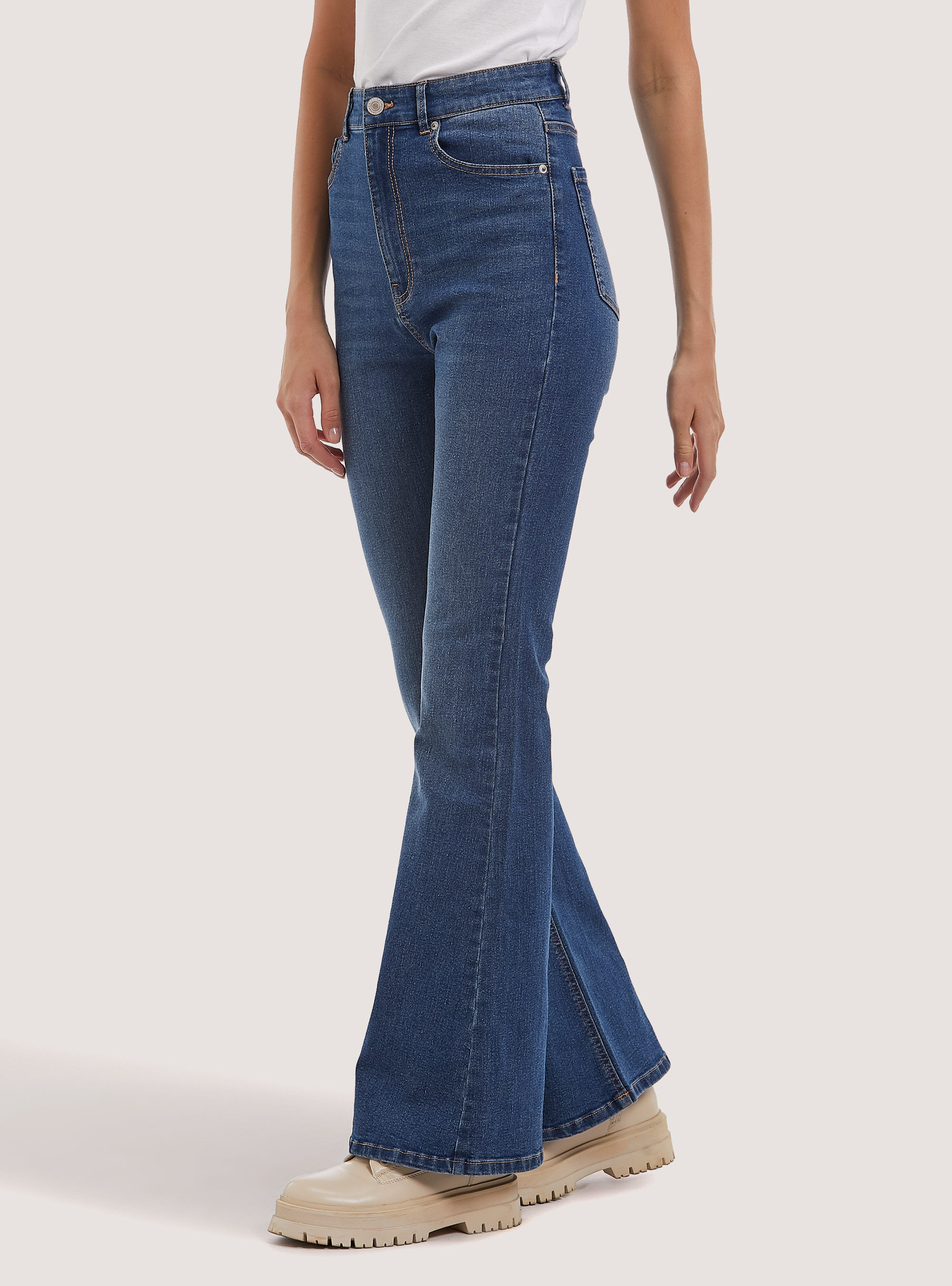 Stretch denim flare jeans