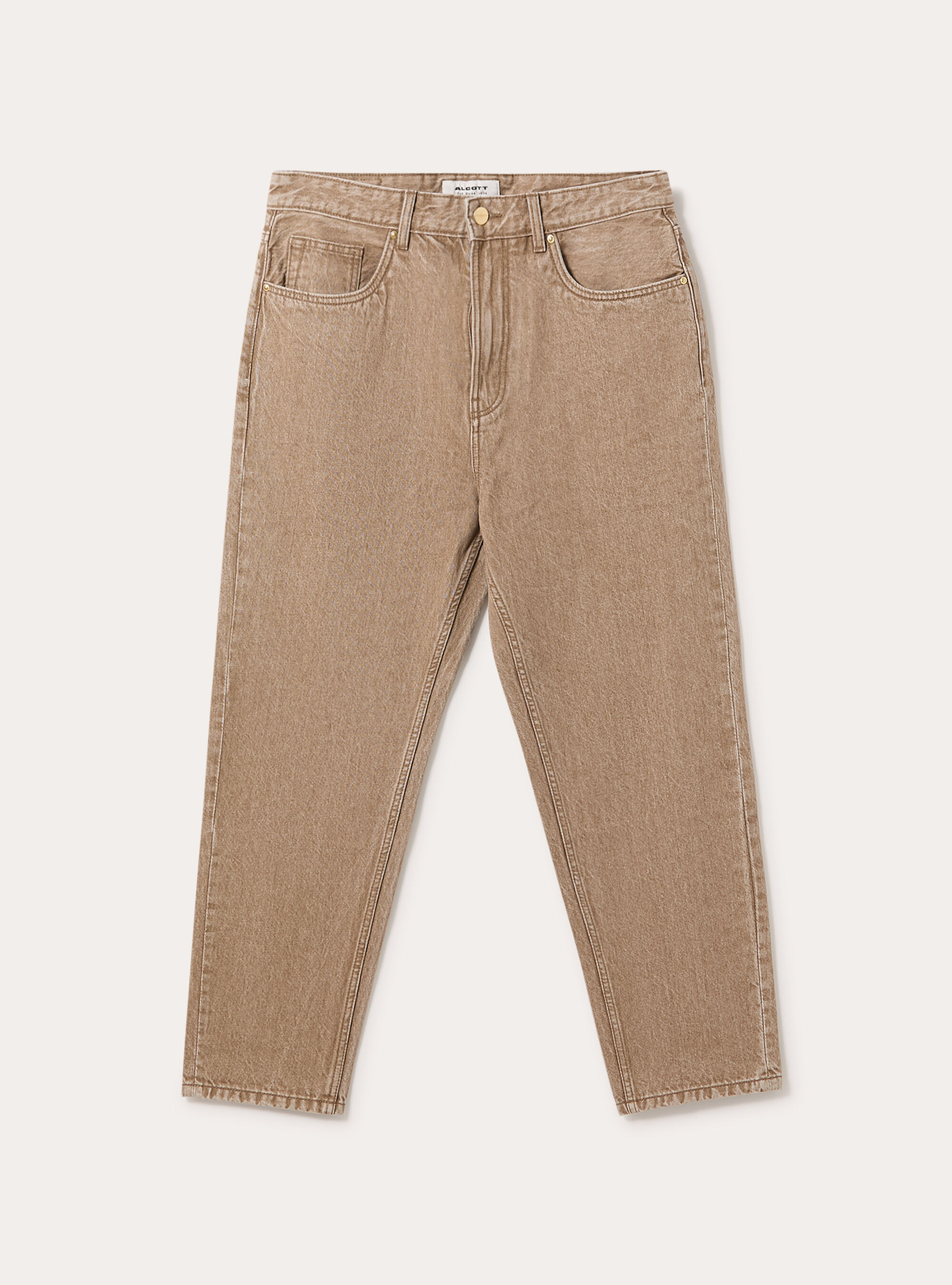 Pantalone loose fit in denim colorato, TABACCO MEDIO