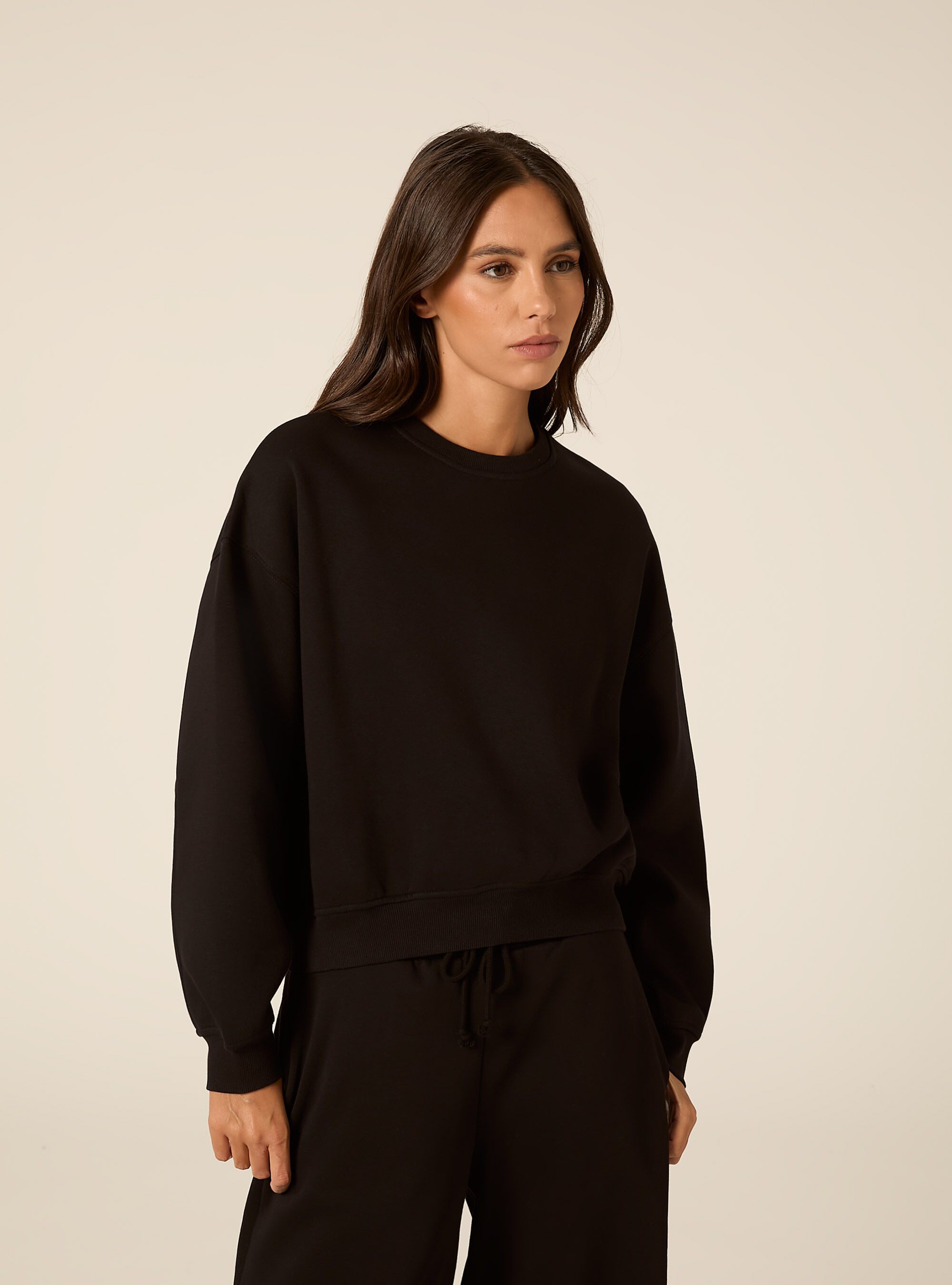 Felpa girocollo, BK1 BLACK