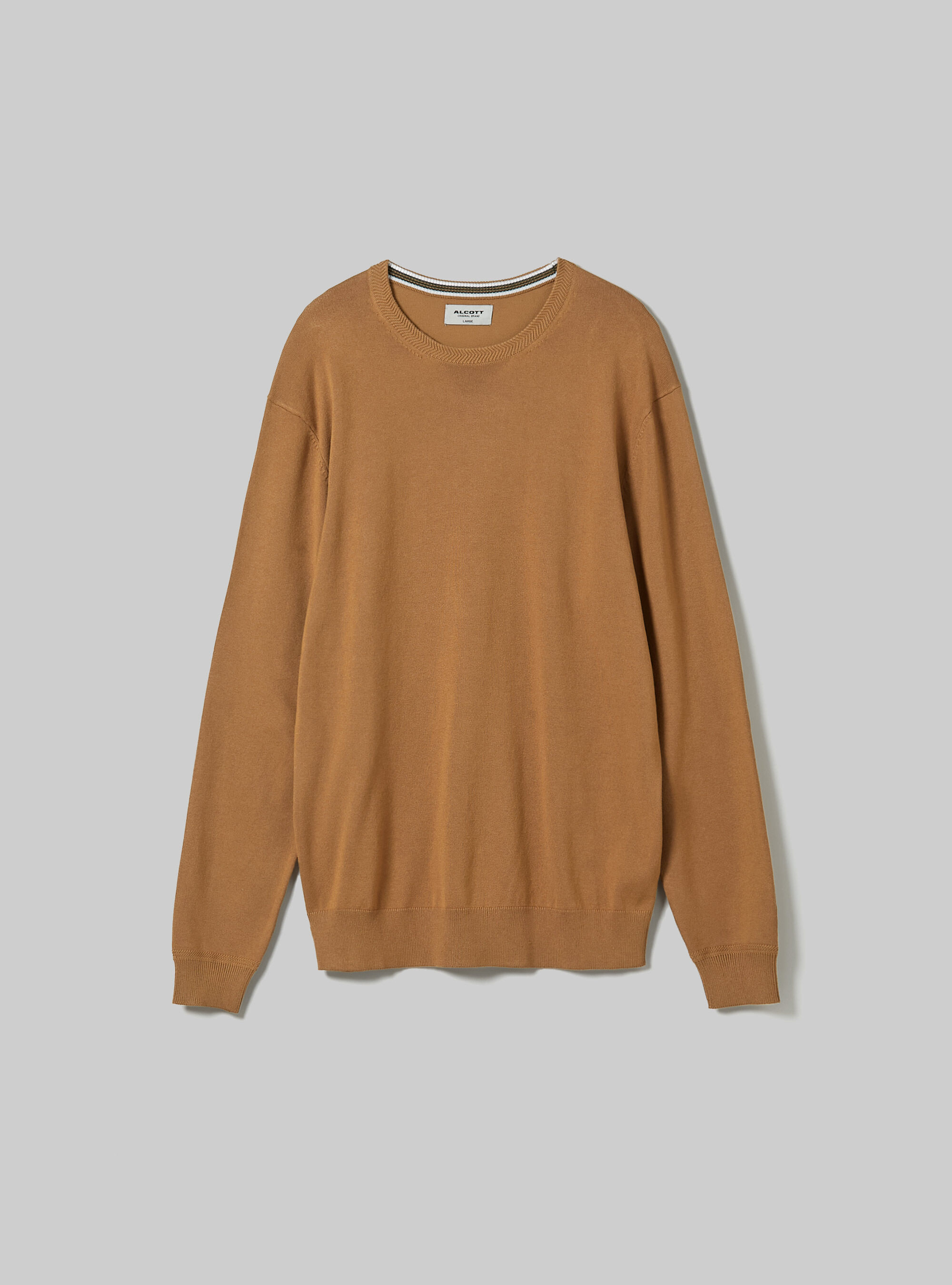 Round-neck pullover made of sustainable viscose Ecovero, BG2 BEIGE MEDIUM