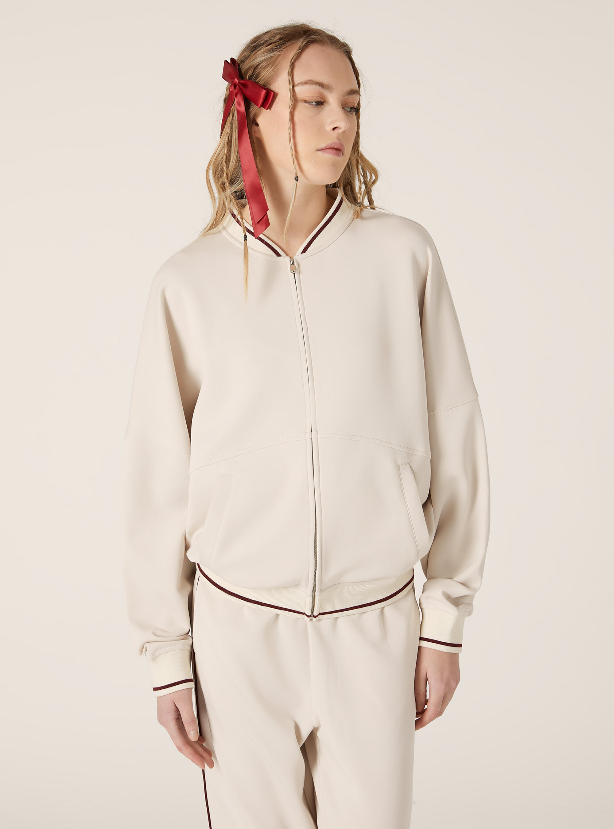 Sweat-shirt zipp&eacute; soft touch, BG2 BEIGE MEDIUM