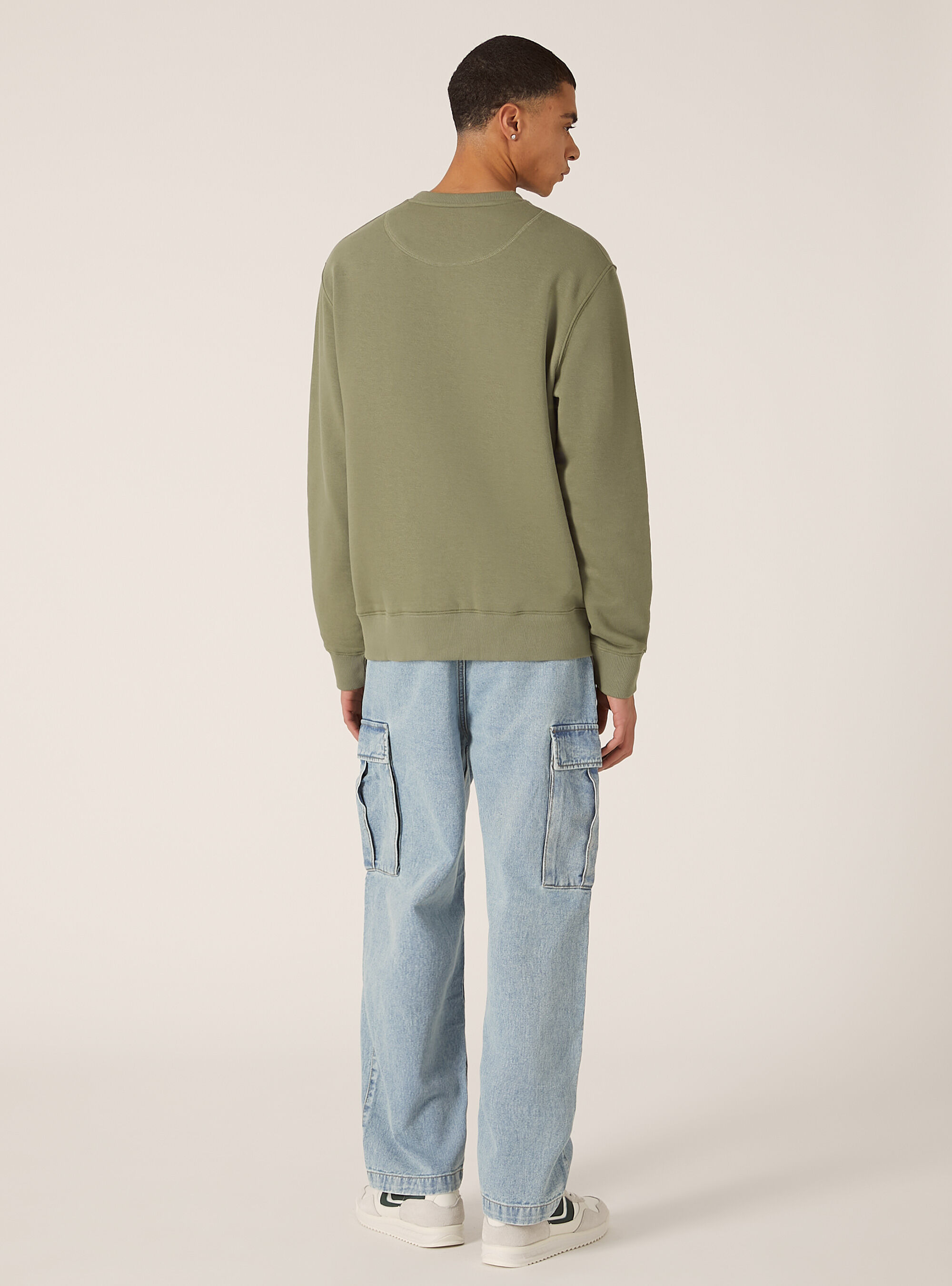 Plain-coloured crew-neck sweatshirt, KY2 KAKY MEDIUM