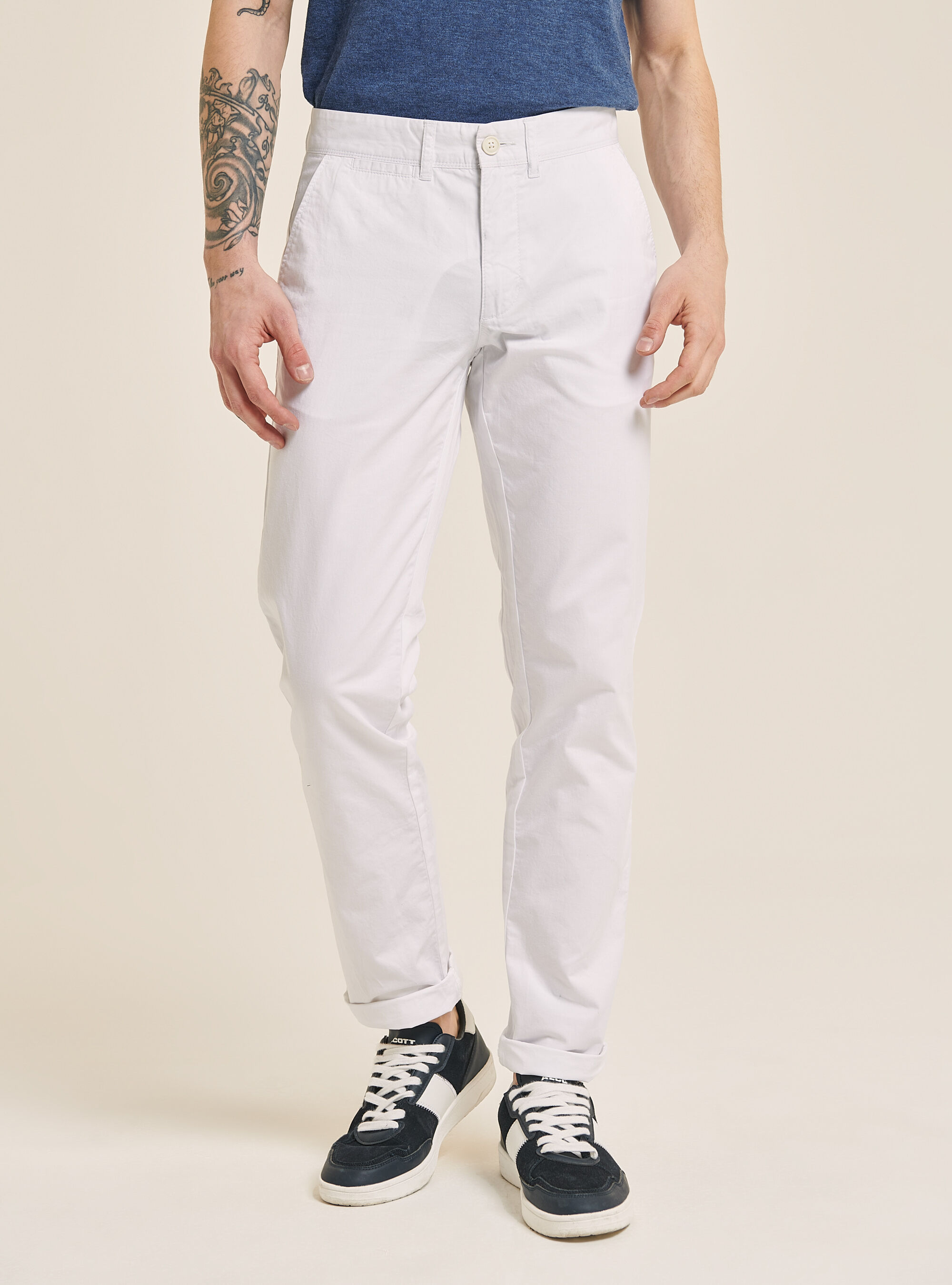 Twill chinos, WHITE