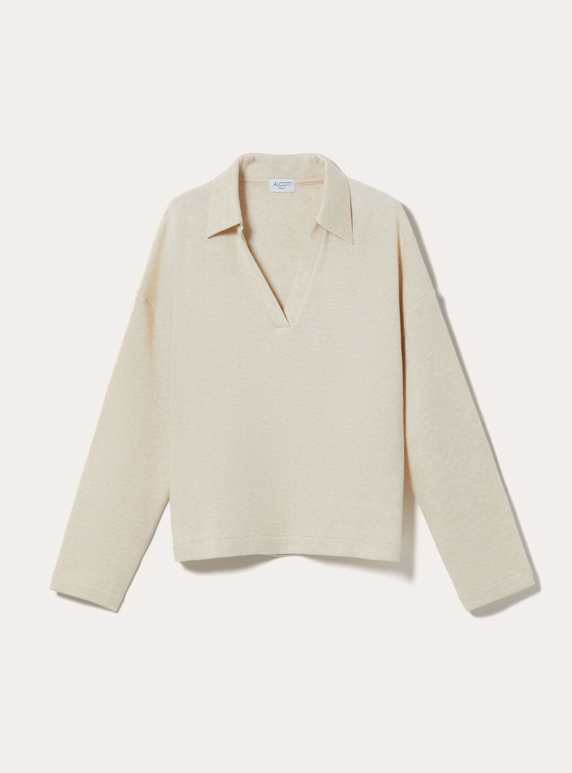 Pullover soft touch con collo polo, BG3 BEIGE LIGHT